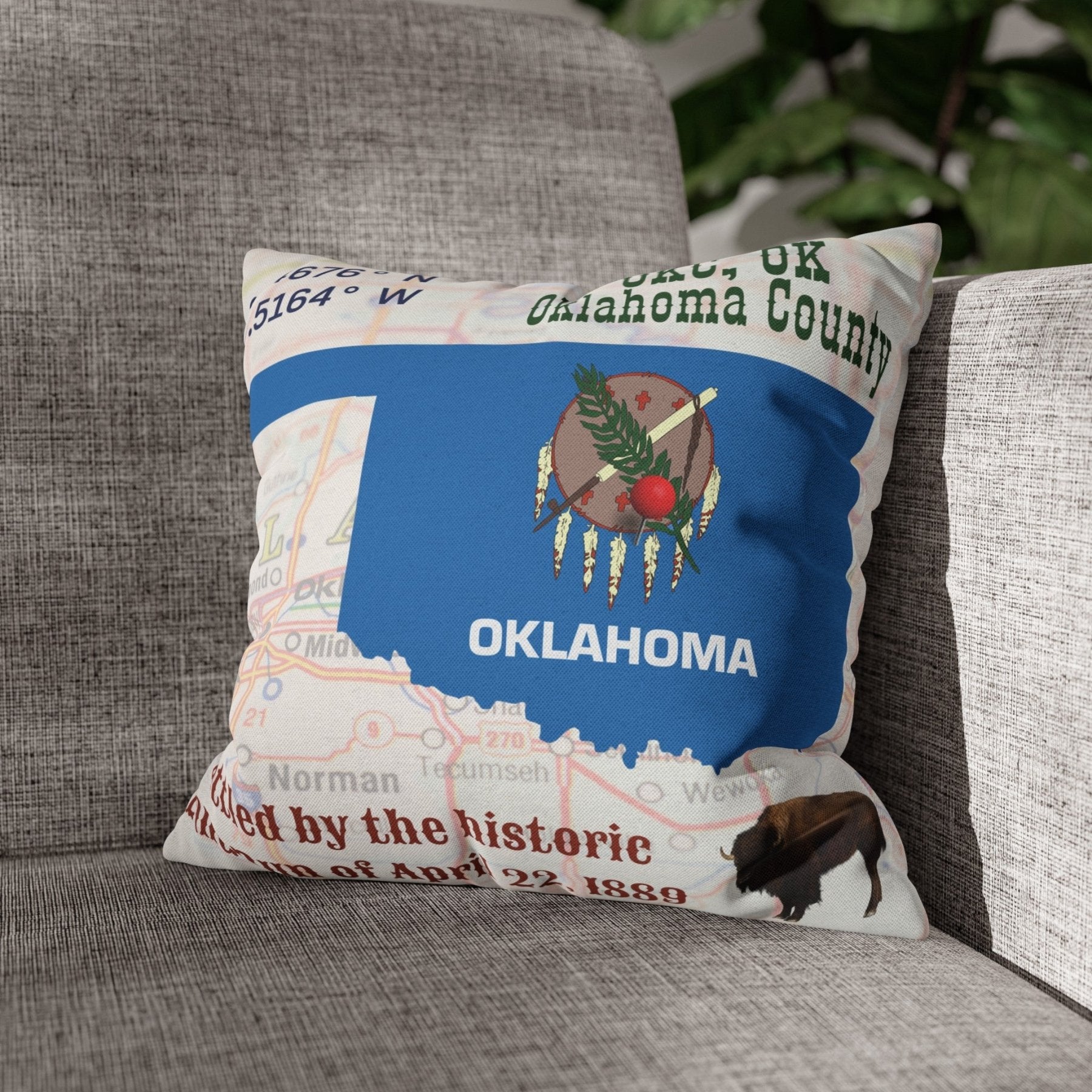 State Location Personalized Throw Pillow Cover, Pictures Shown are Examples - Janlyn's Crafts