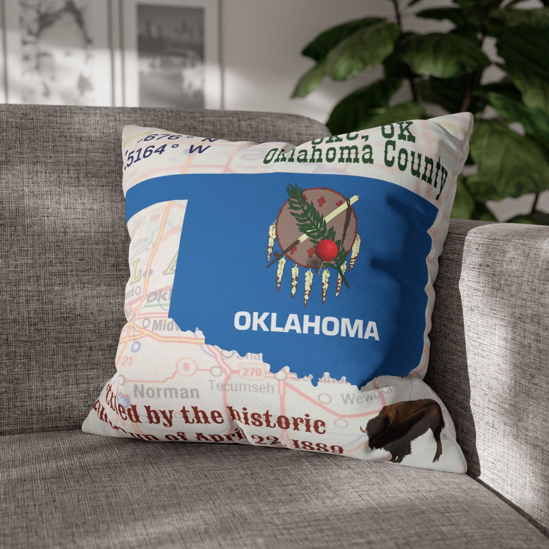 State Location Personalized Throw Pillow Cover, Pictures Shown are Examples - Janlyn's Crafts