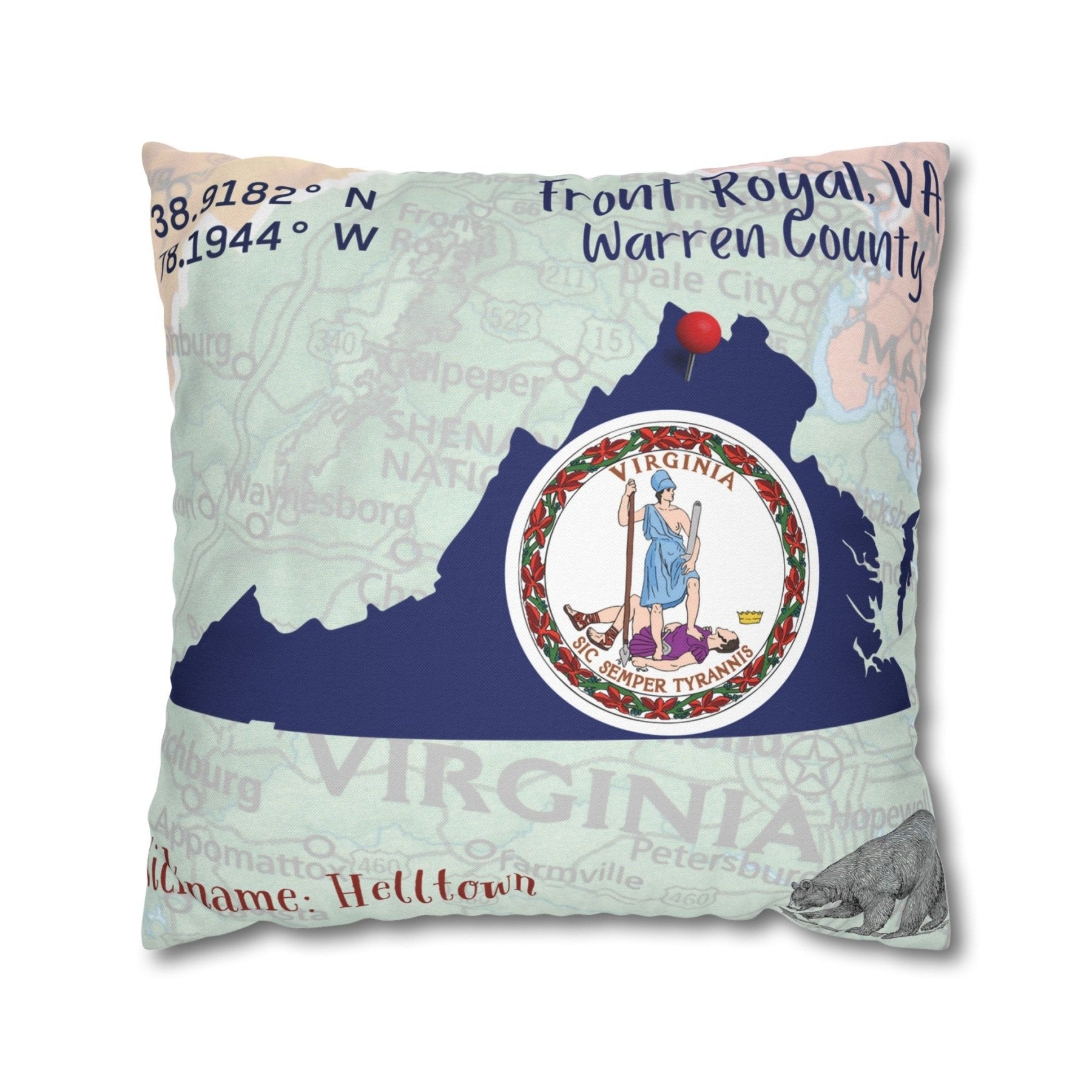 State Location Personalized Throw Pillow Cover, Pictures Shown are Examples - Janlyn's Crafts