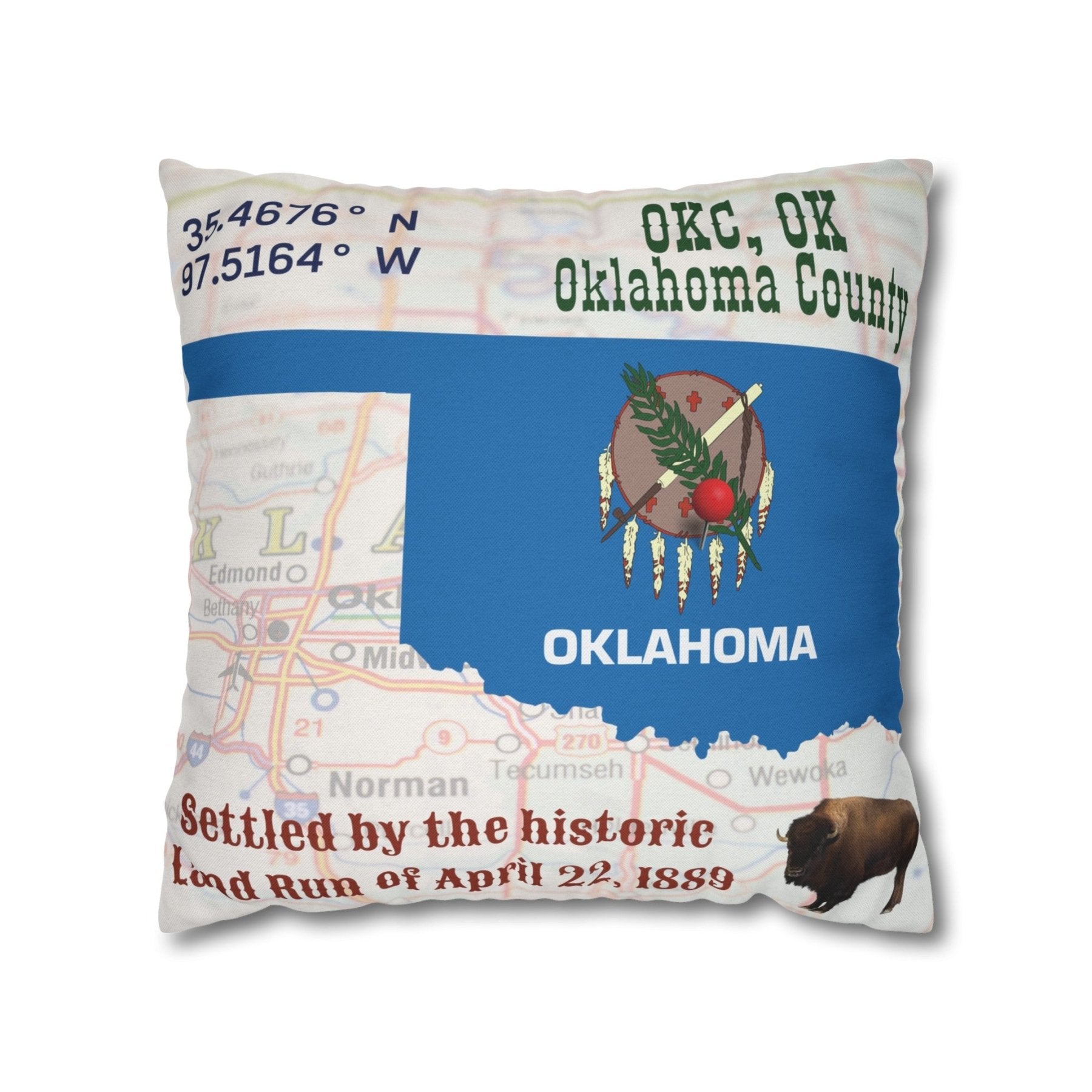 State Location Personalized Throw Pillow Cover, Pictures Shown are Examples - Janlyn's Crafts