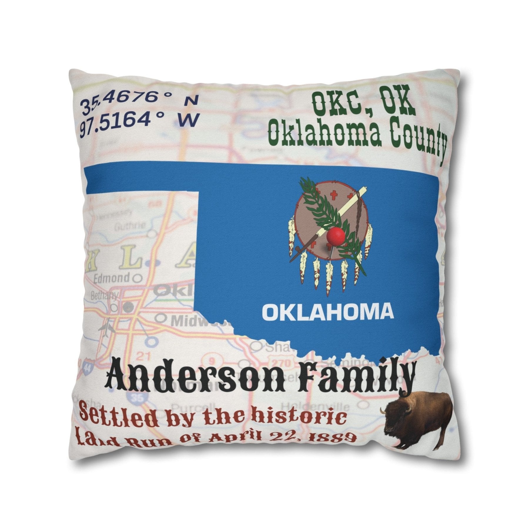 State Location Personalized Throw Pillow Cover, Pictures Shown are Examples - Janlyn's Crafts