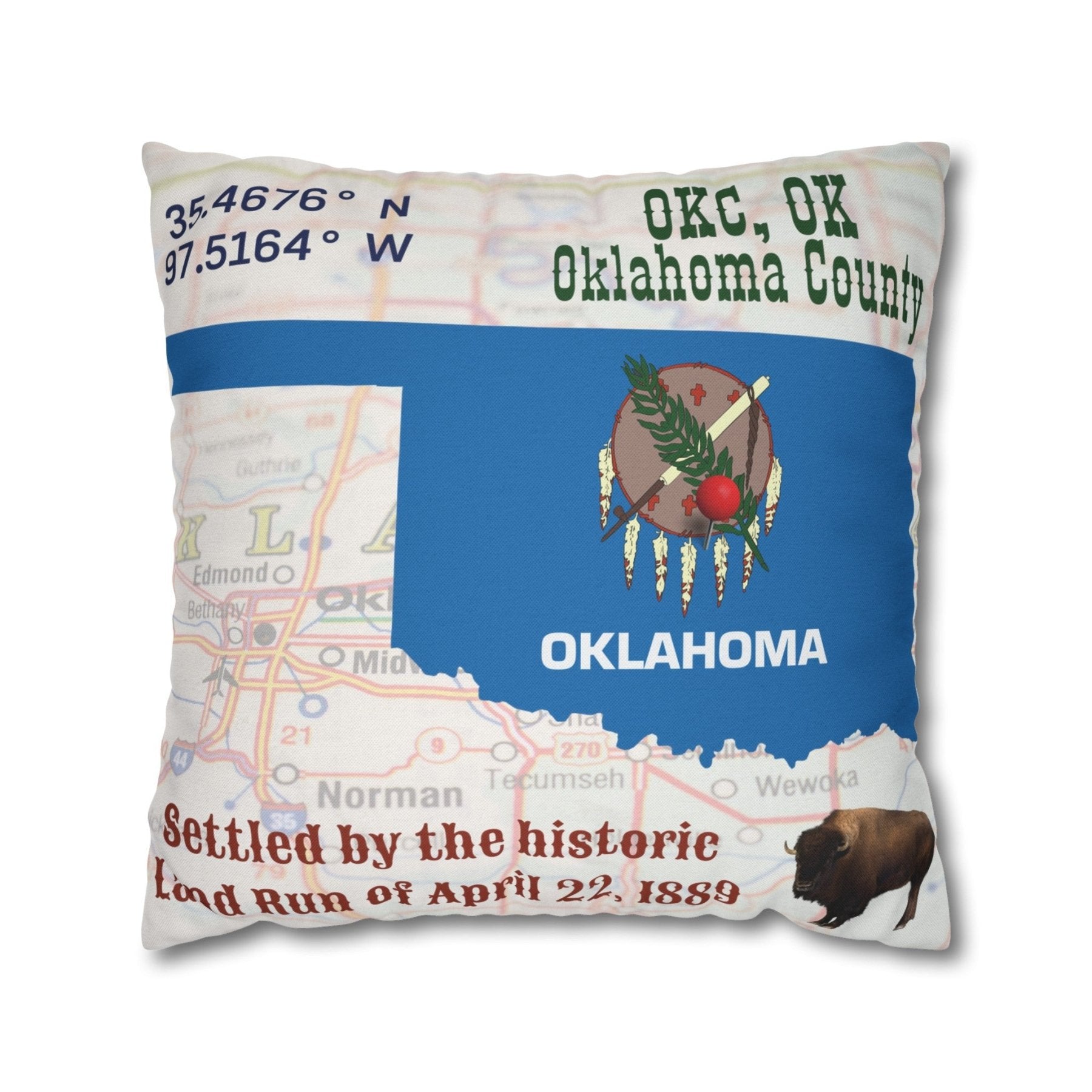 State Location Personalized Throw Pillow Cover, Pictures Shown are Examples - Janlyn's Crafts