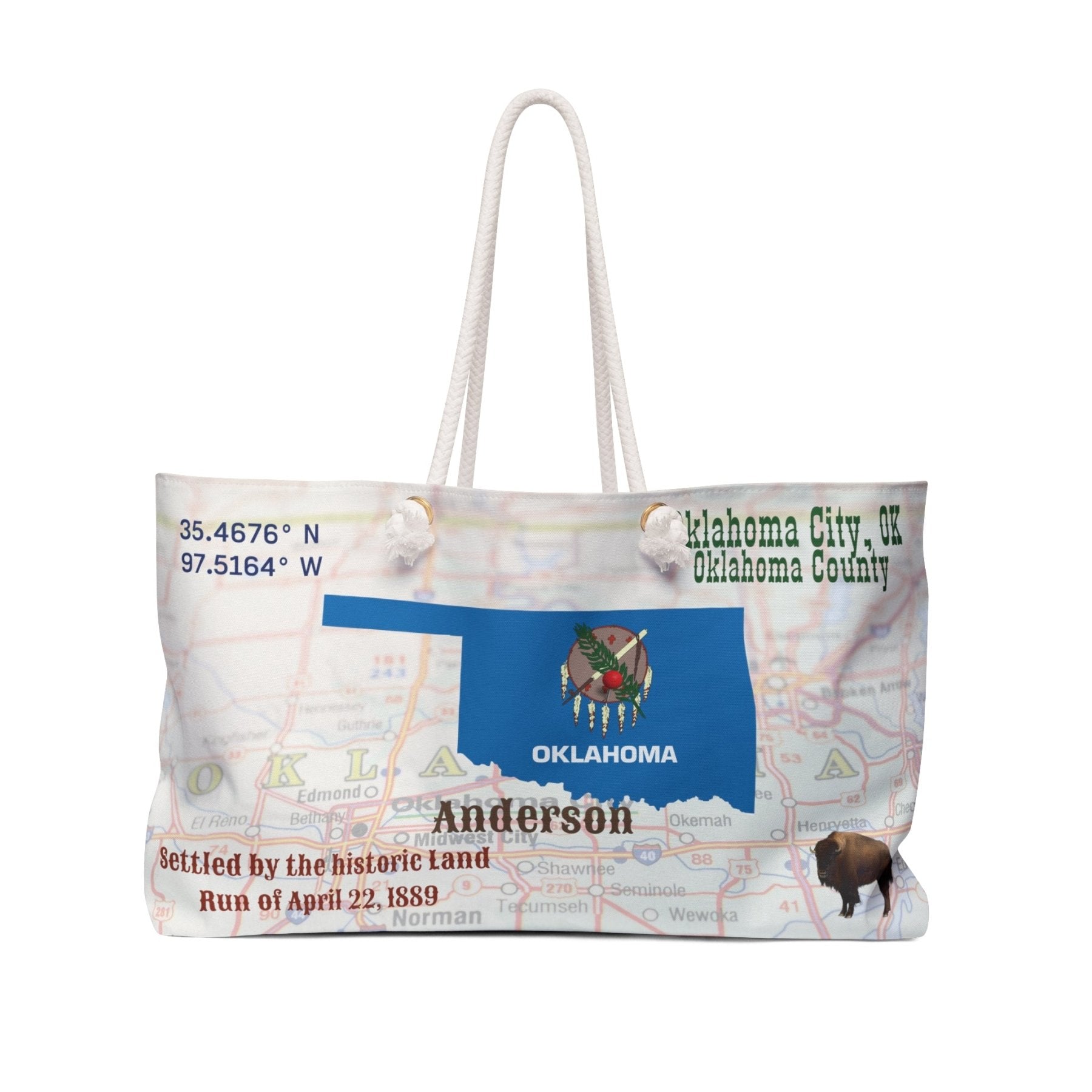 State Location Personalized Weekender Bag, Pictures Shown are Examples - Janlyn's Crafts