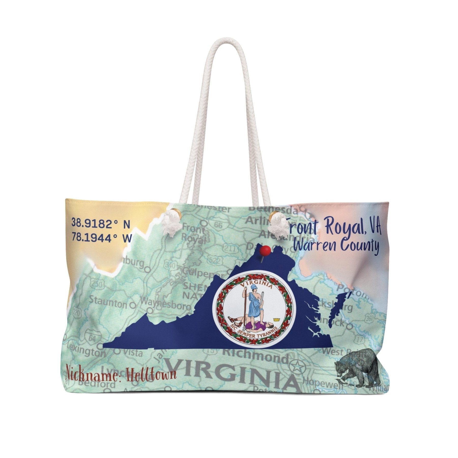 State Location Personalized Weekender Bag, Pictures Shown are Examples - Janlyn's Crafts