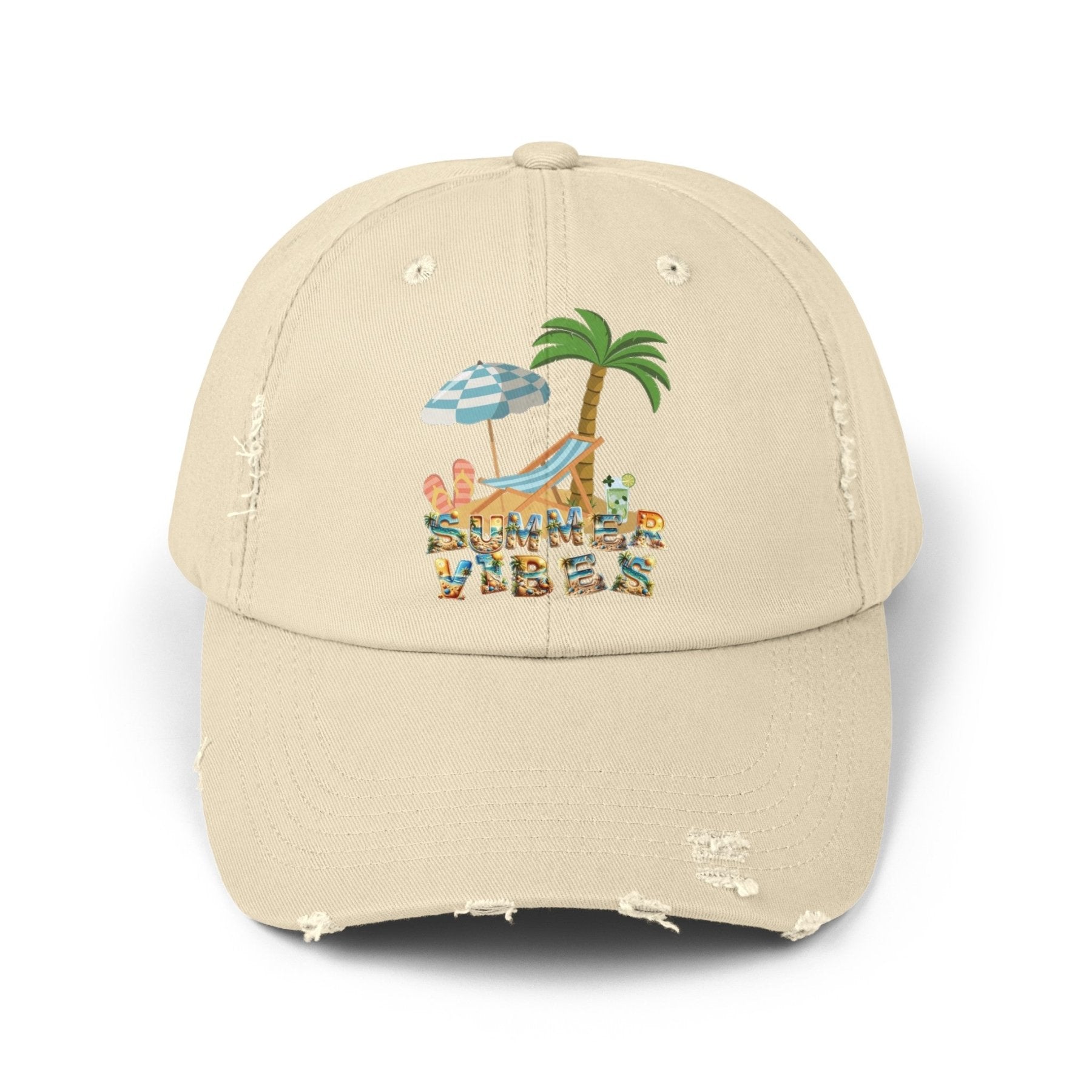 Summer Vibes, Unisex Distressed Cap - Janlyn's Crafts