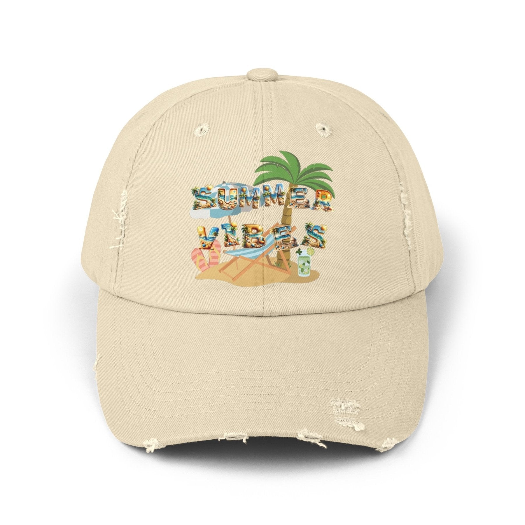 Summer Vibes, Unisex Distressed Cap - Janlyn's Crafts