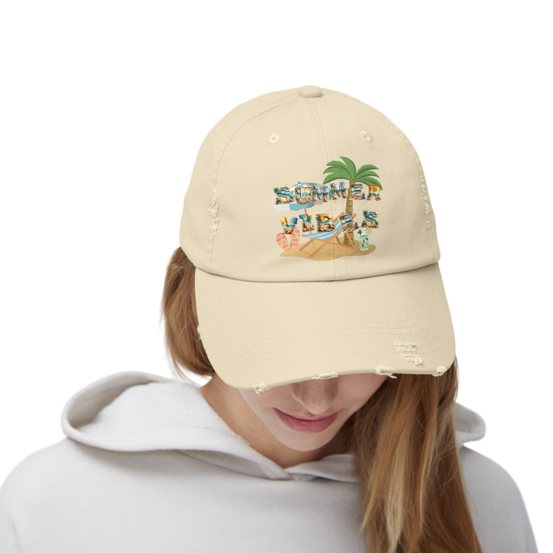 Summer Vibes, Unisex Distressed Cap - Janlyn's Crafts