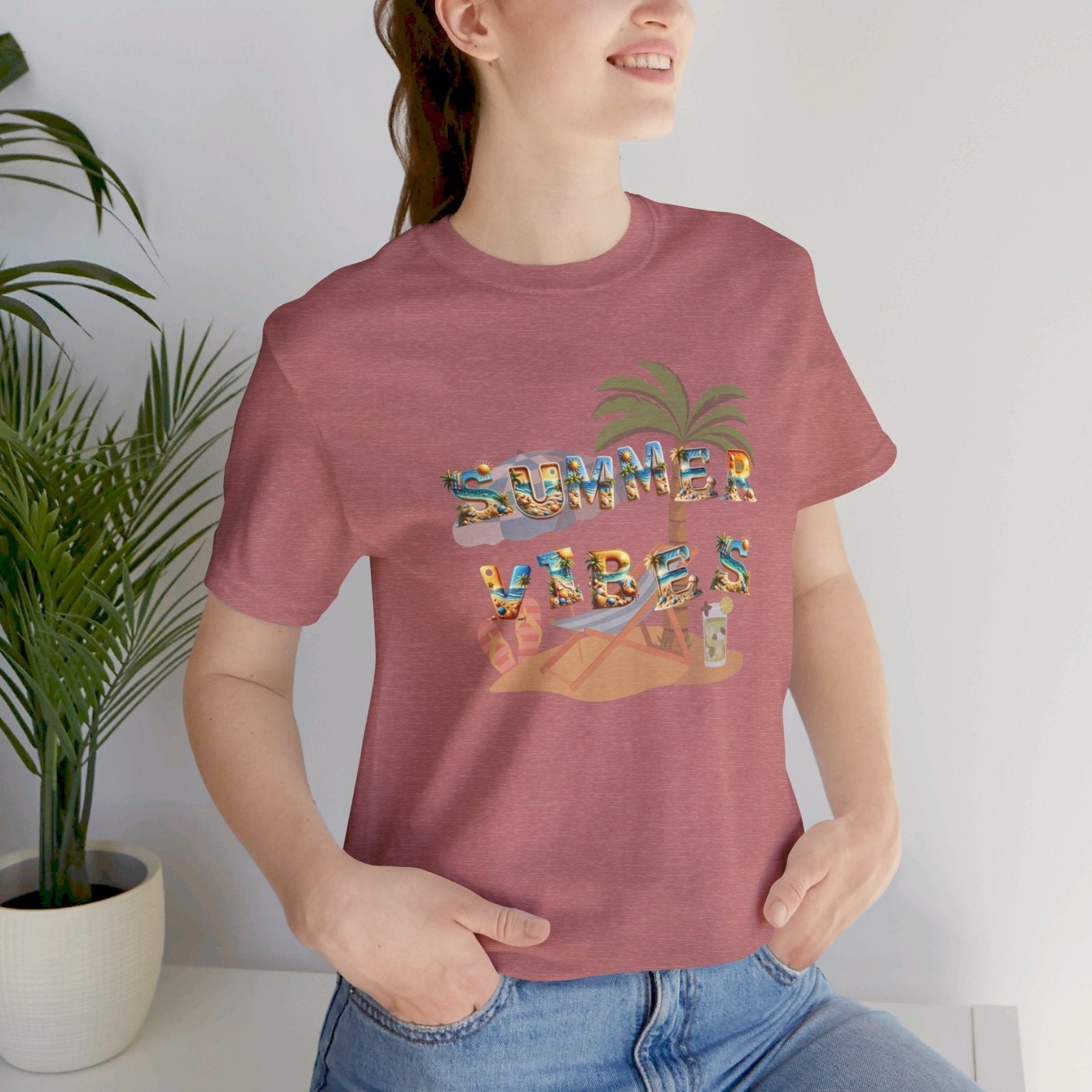 Summer Vibes, Unisex Jersey Short Sleeve Tee - Janlyn's Crafts