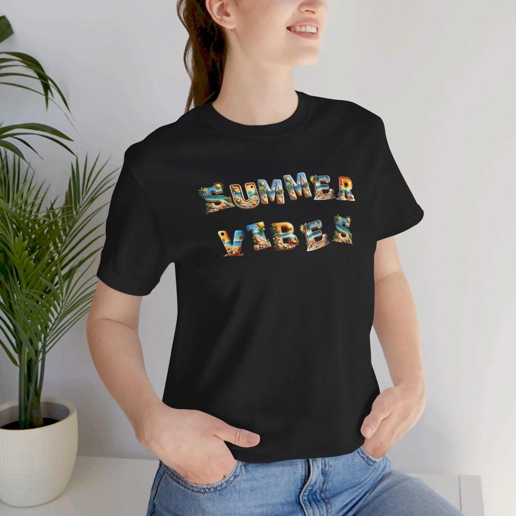 Summer Vibes, Unisex Jersey Short Sleeve Tee - Janlyn's Crafts