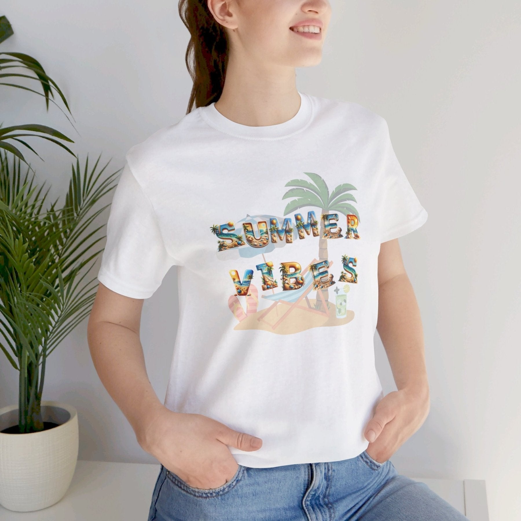 Summer Vibes, Unisex Jersey Short Sleeve Tee - Janlyn's Crafts