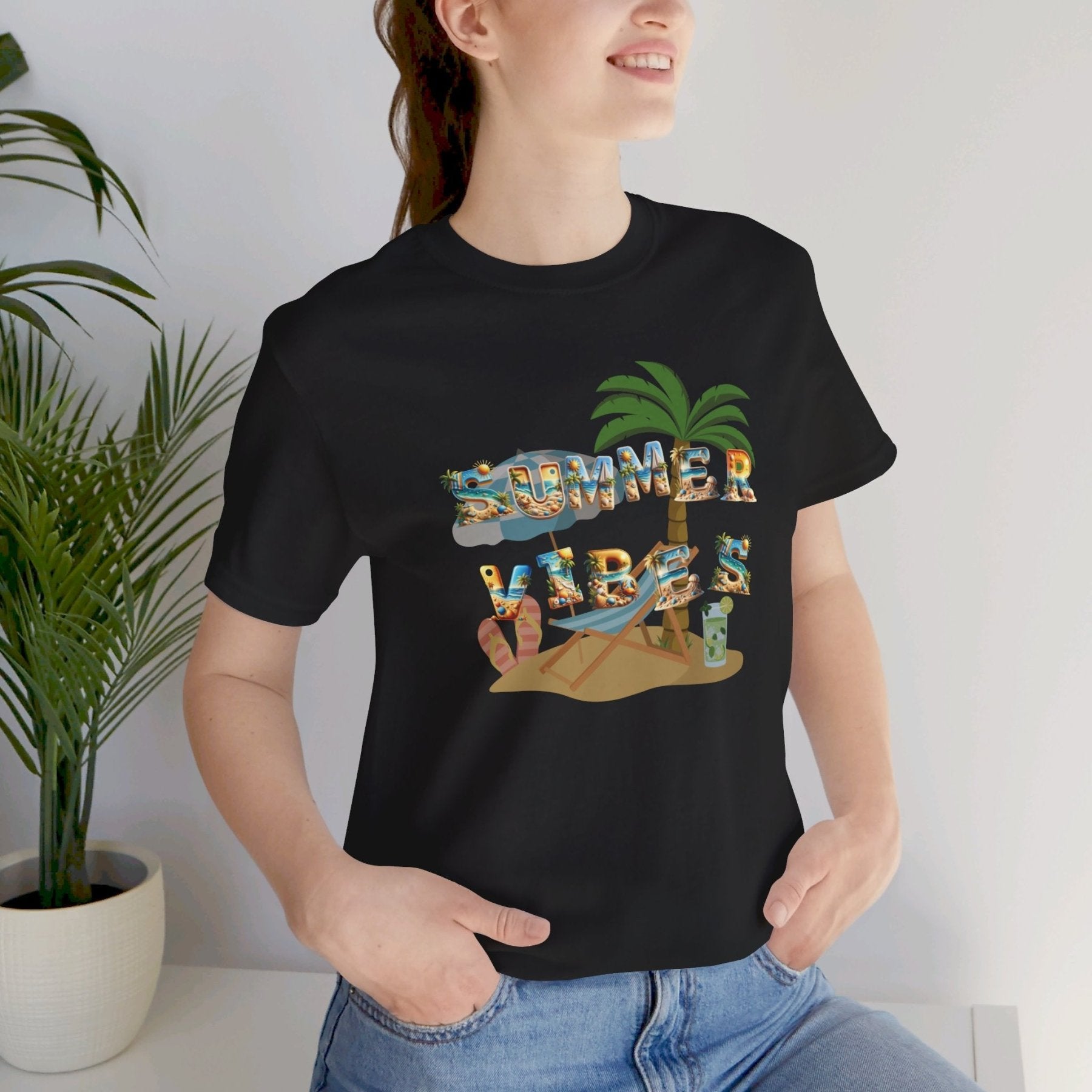 Summer Vibes, Unisex Jersey Short Sleeve Tee - Janlyn's Crafts