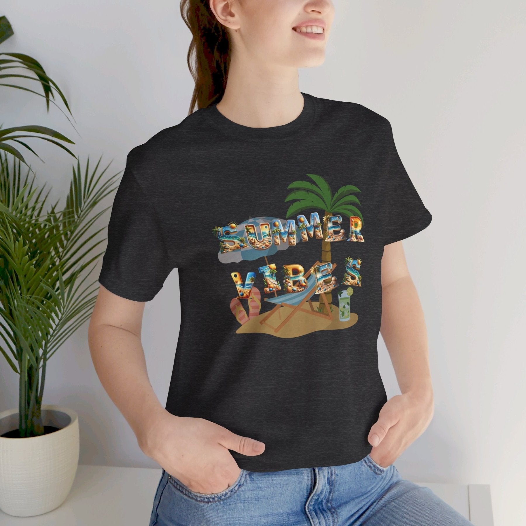 Summer Vibes, Unisex Jersey Short Sleeve Tee - Janlyn's Crafts