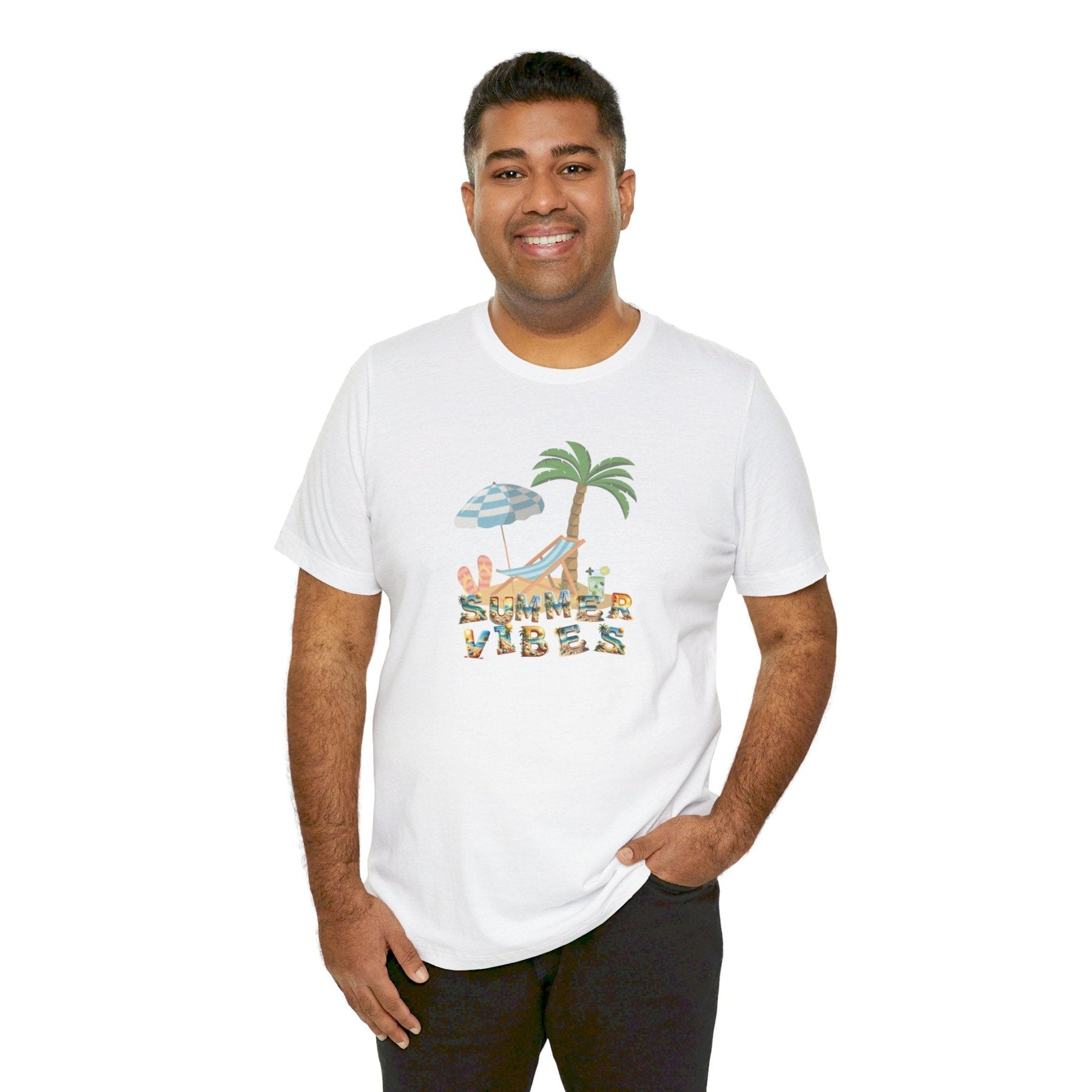 Summer Vibes, Unisex Jersey Short Sleeve Tee - Janlyn's Crafts