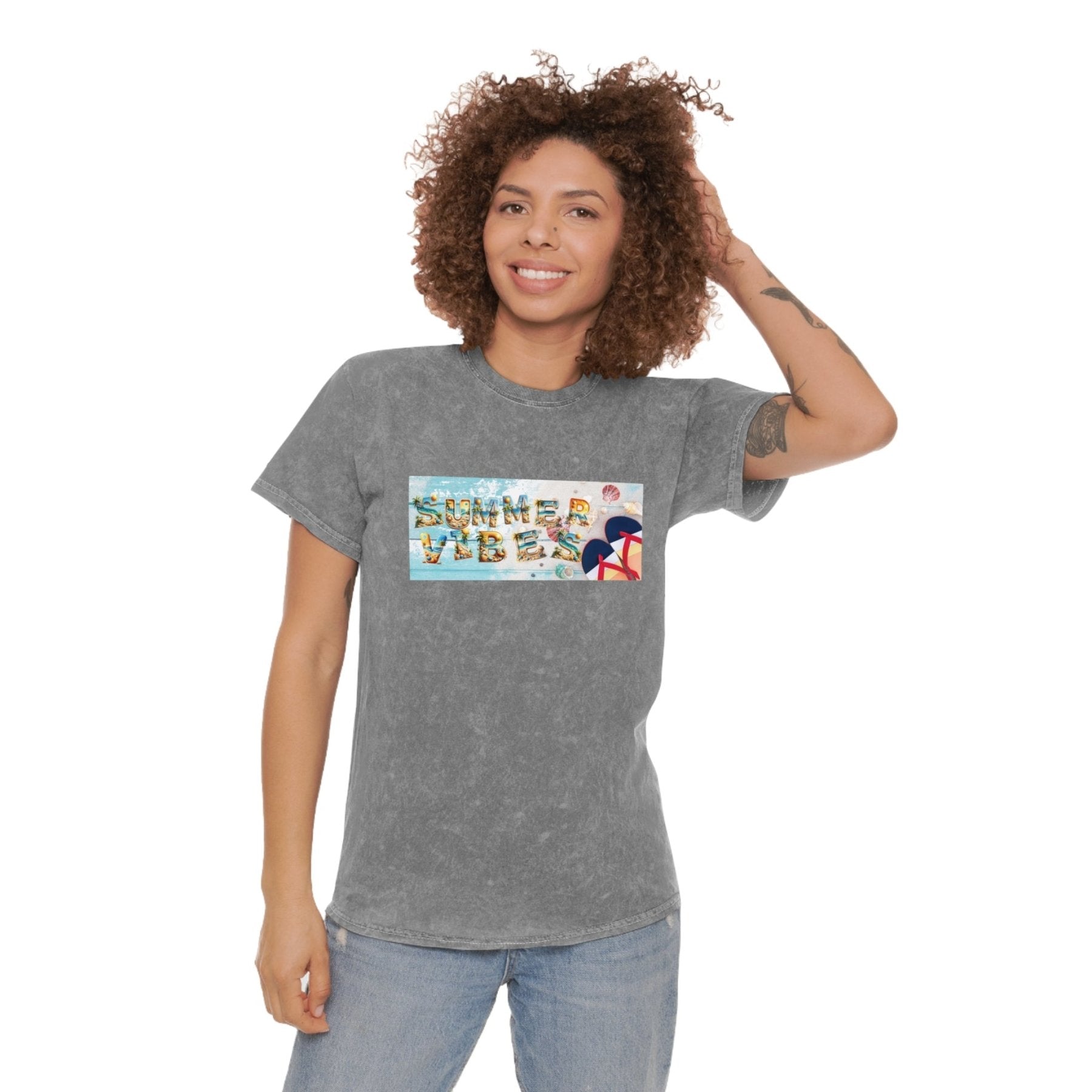 Summer Vibes, Unisex Mineral Wash T - Shirt - Janlyn's Crafts