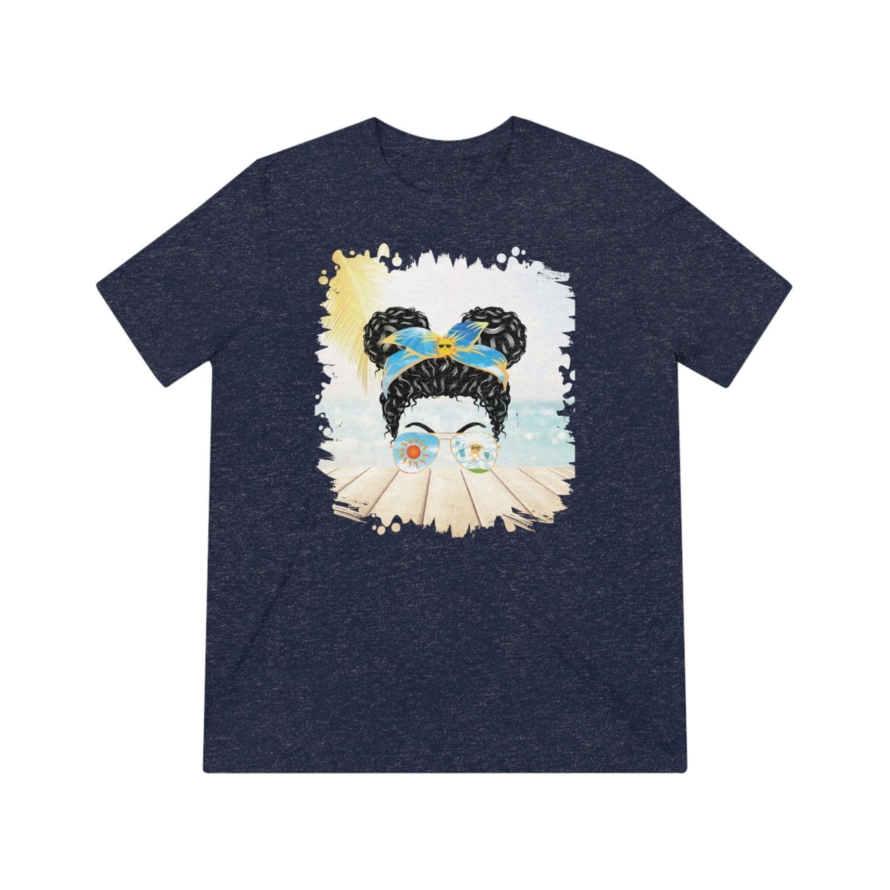 Sun, Black Hair Messy Bun, Unisex Triblend T - Shirt - Janlyn's Crafts