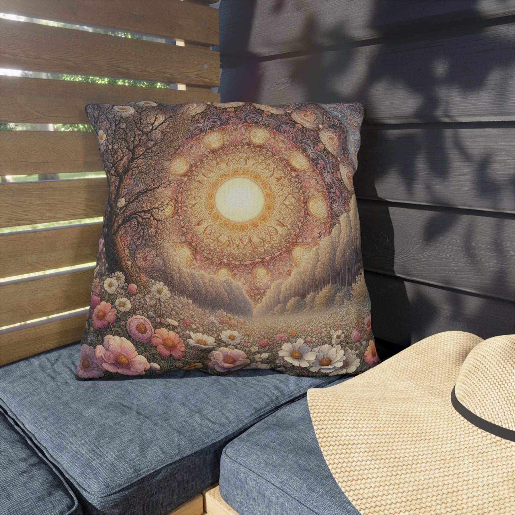 Sun & Flowers Outdoor Pillow, Qty 1, (10) - Janlyn's Crafts