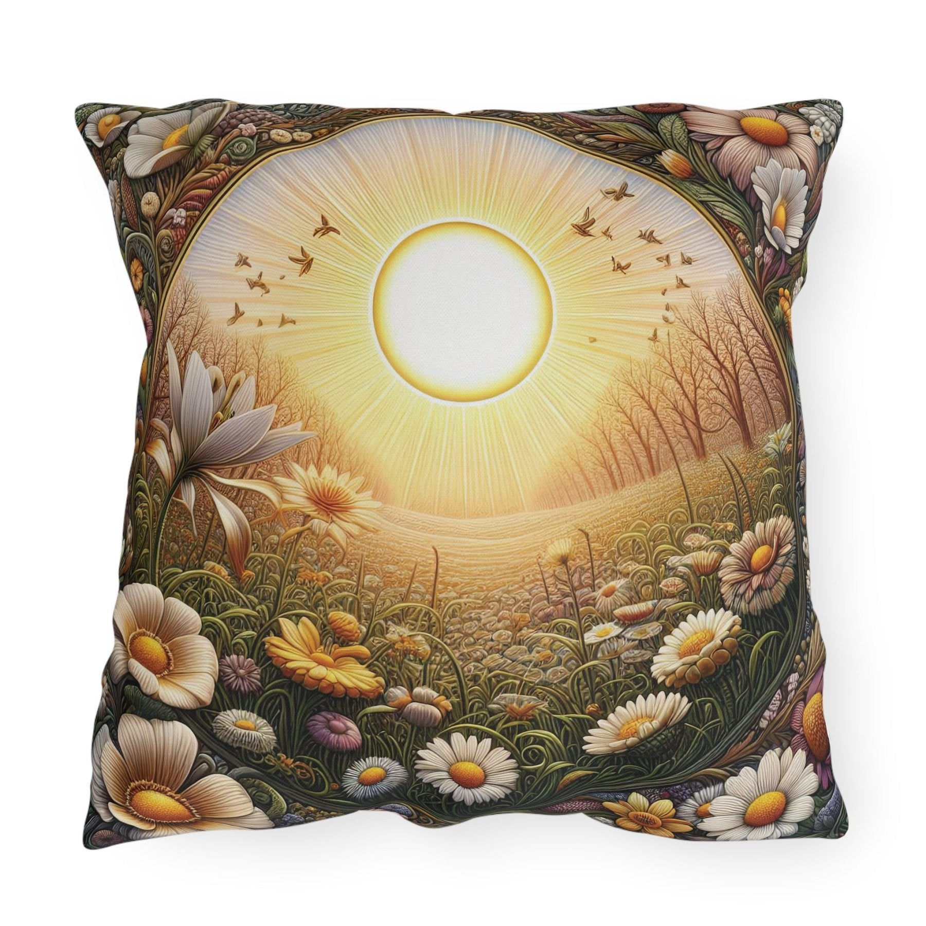 Sun & Flowers Outdoor Pillow, Qty 1, (12) - Janlyn's Crafts