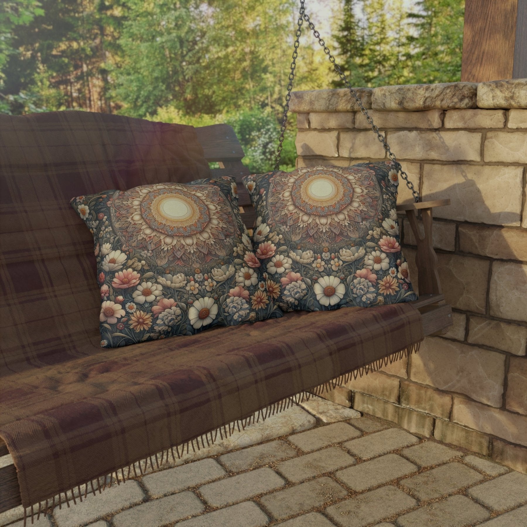 Sun & Flowers Outdoor Pillow, Qty 1, (13) - Janlyn's Crafts