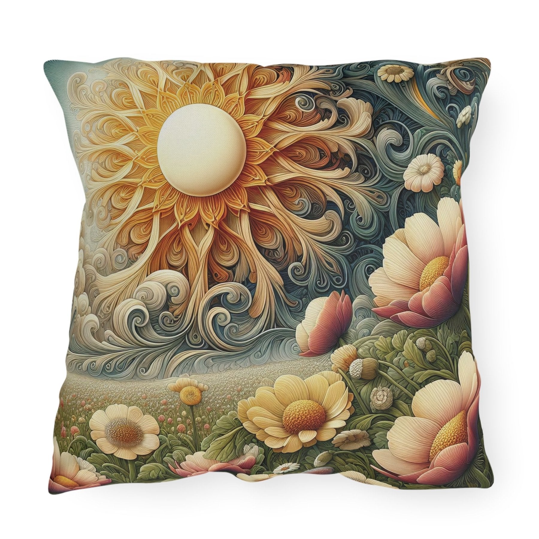 Sun & Flowers Outdoor Pillow, Qty 1, (15) - Janlyn's Crafts