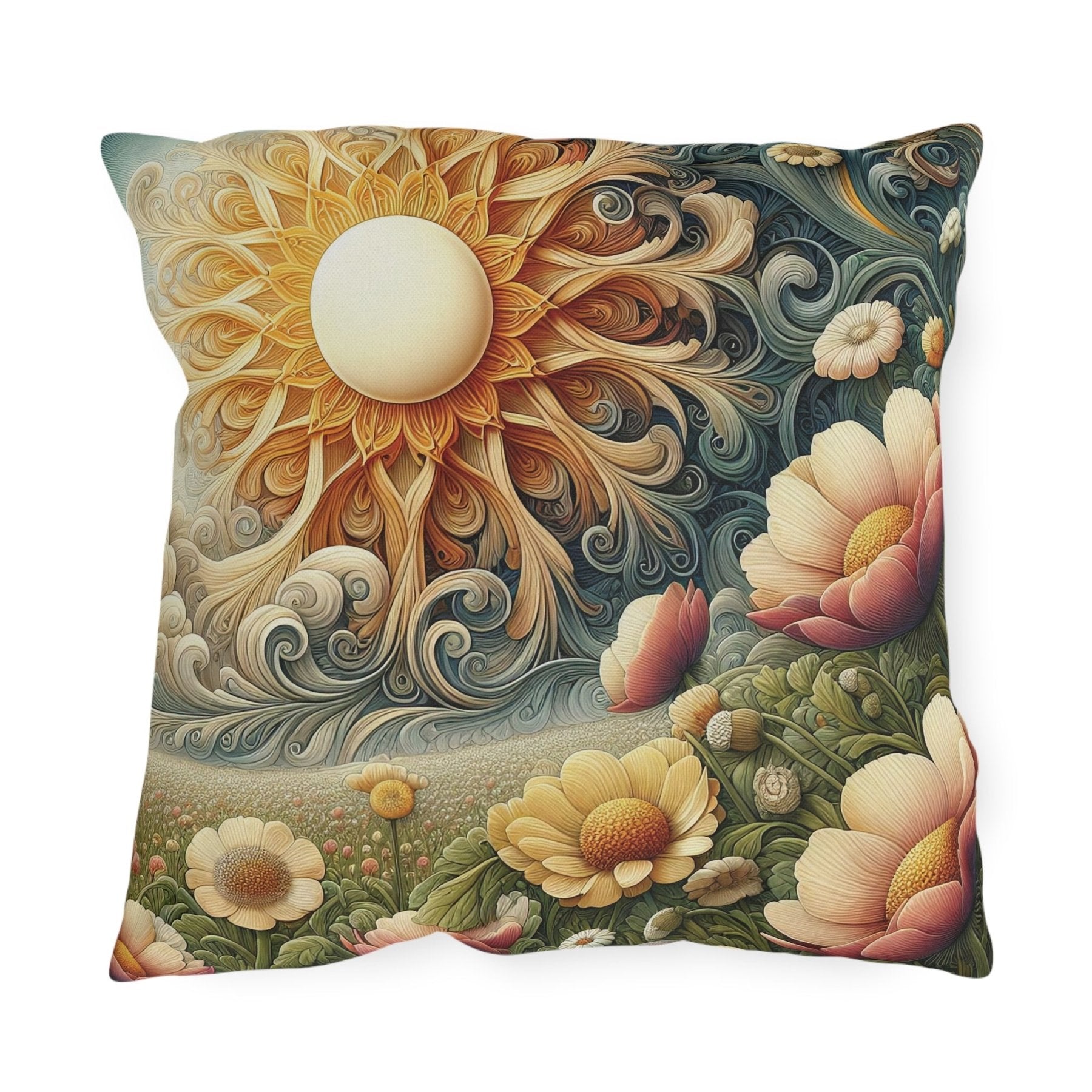 Sun & Flowers Outdoor Pillow, Qty 1, (15) - Janlyn's Crafts