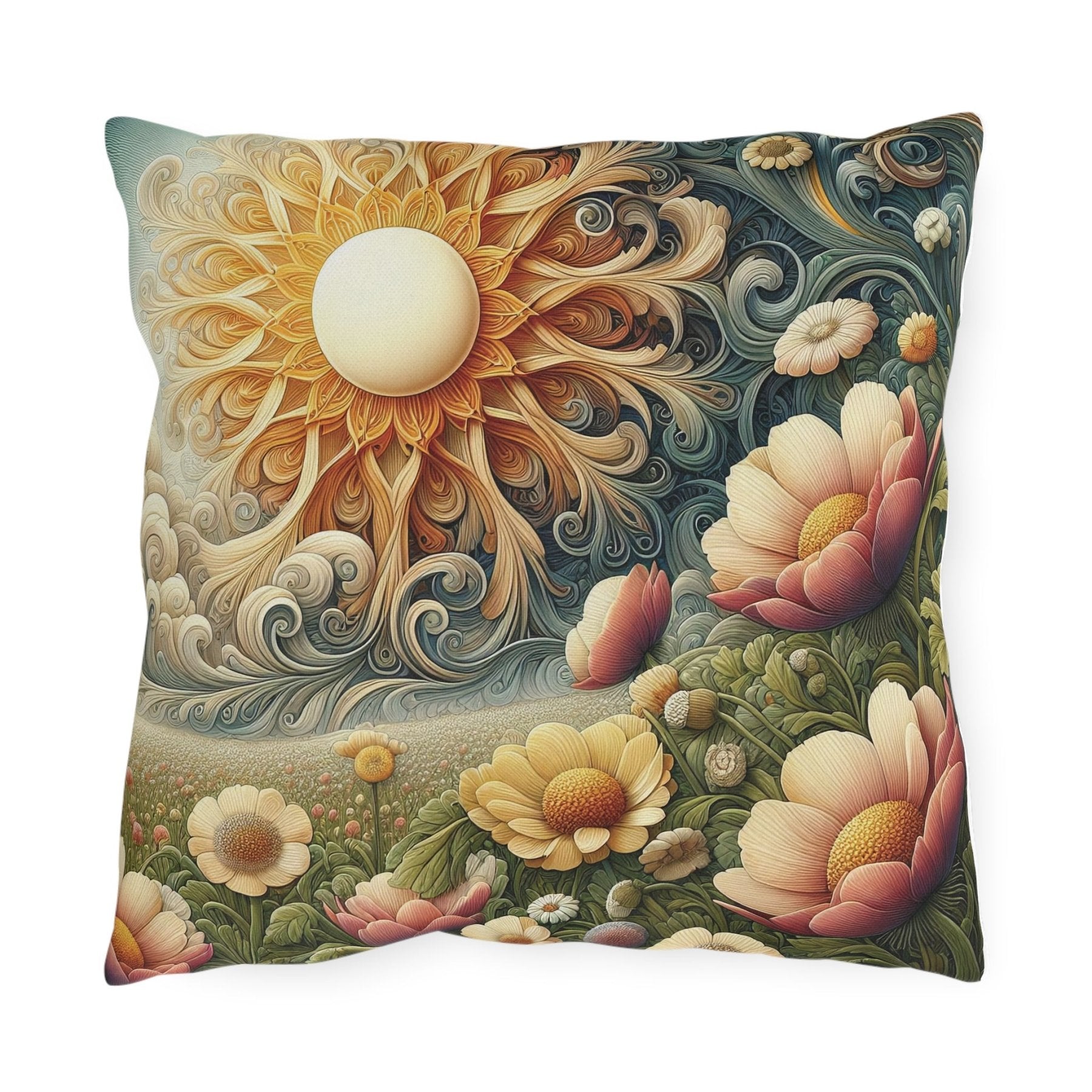 Sun & Flowers Outdoor Pillow, Qty 1, (15) - Janlyn's Crafts