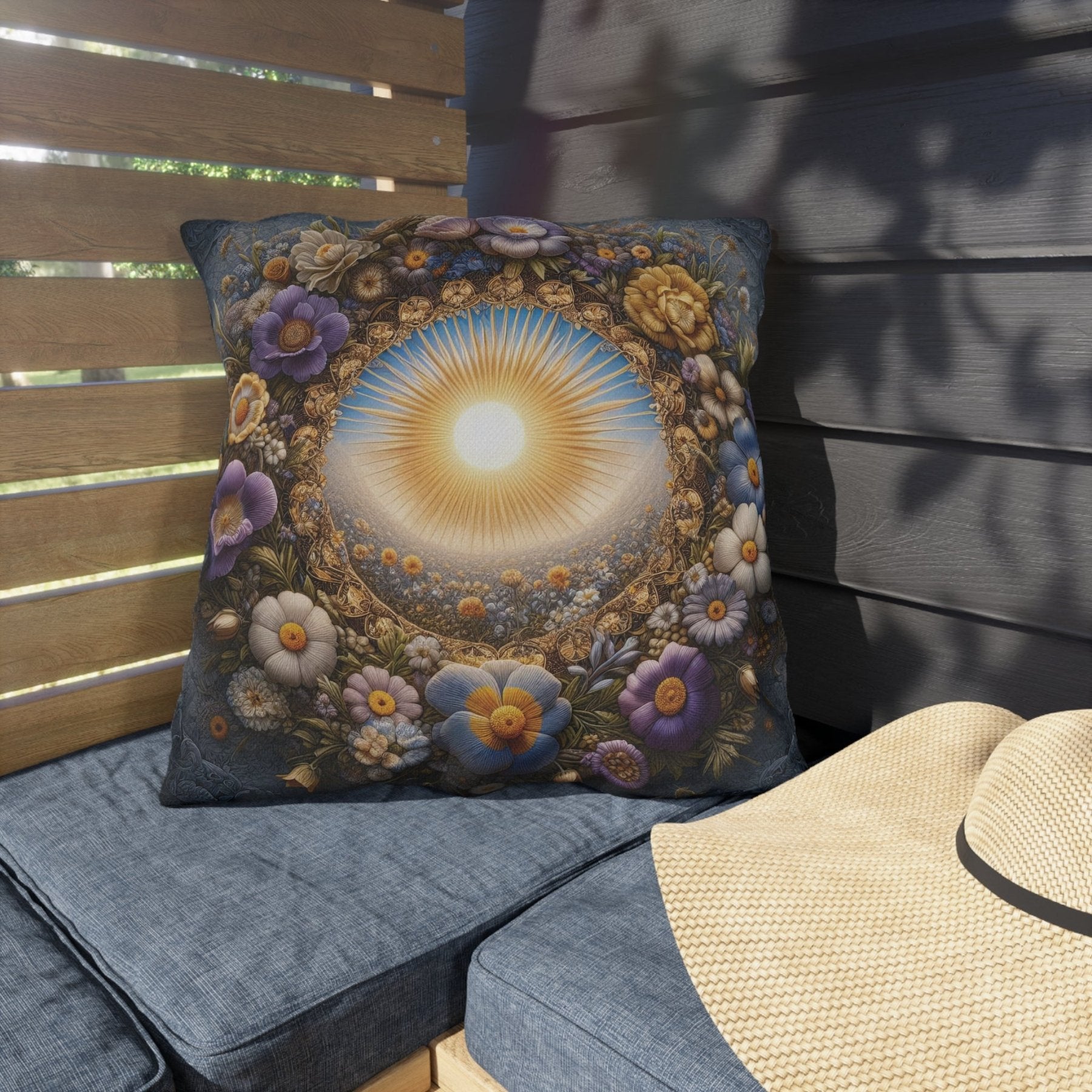 Sun & Flowers Outdoor Pillow, Qty 1, (17) - Janlyn's Crafts