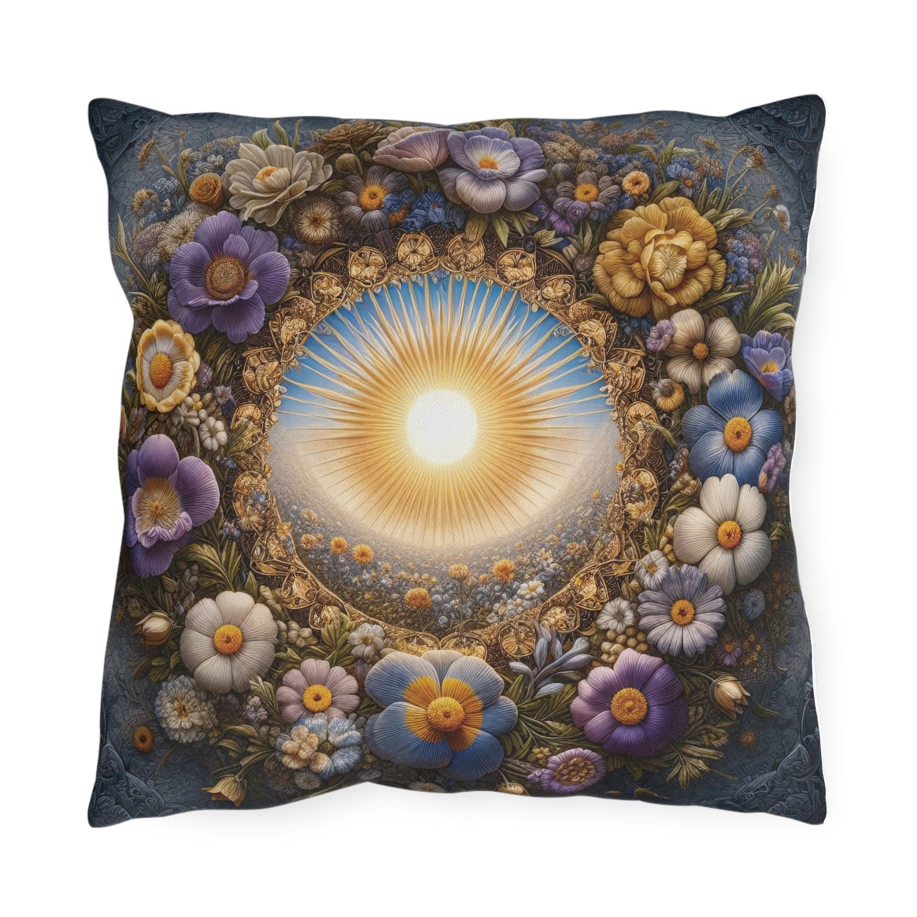 Sun & Flowers Outdoor Pillow, Qty 1, (17) - Janlyn's Crafts