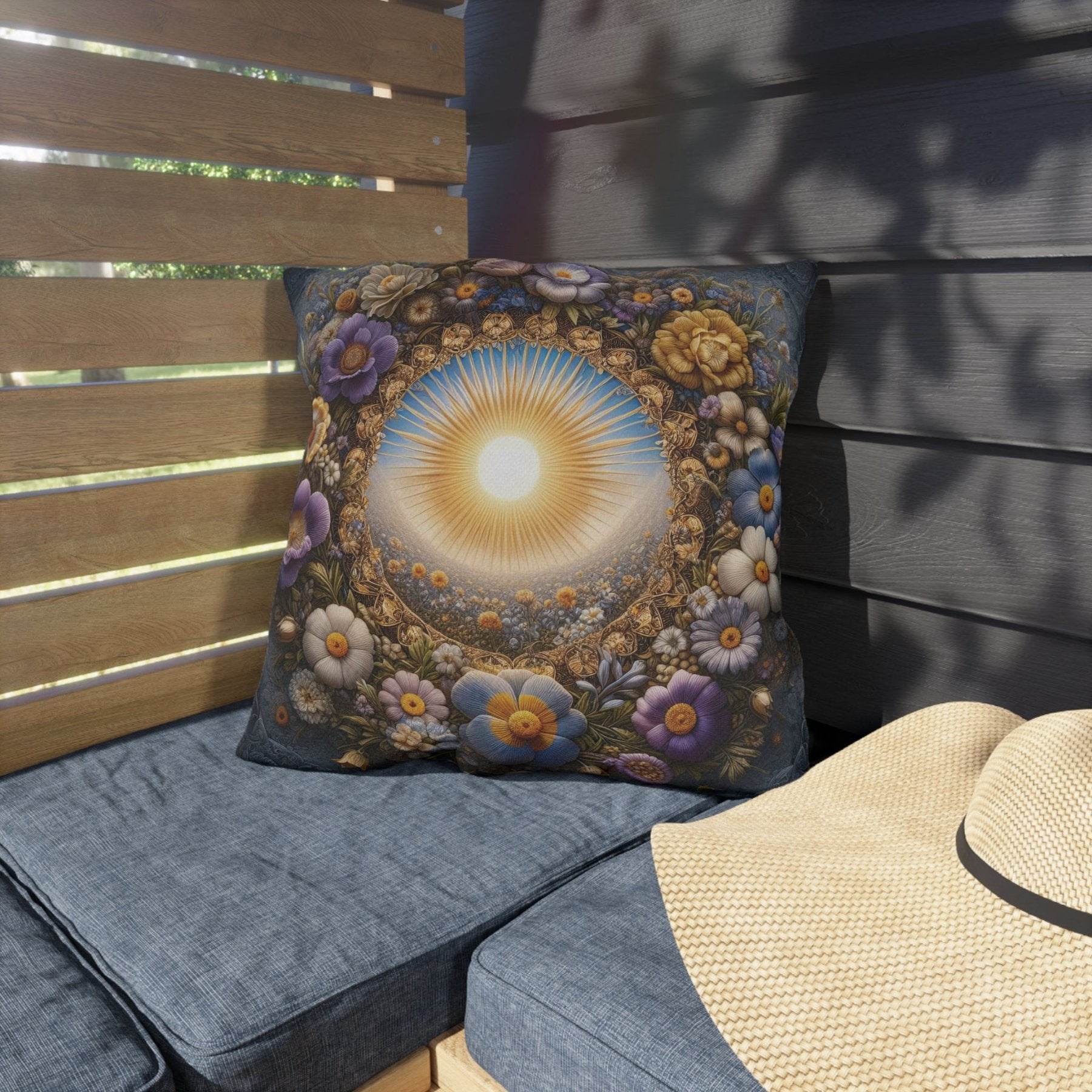 Sun & Flowers Outdoor Pillow, Qty 1, (17) - Janlyn's Crafts