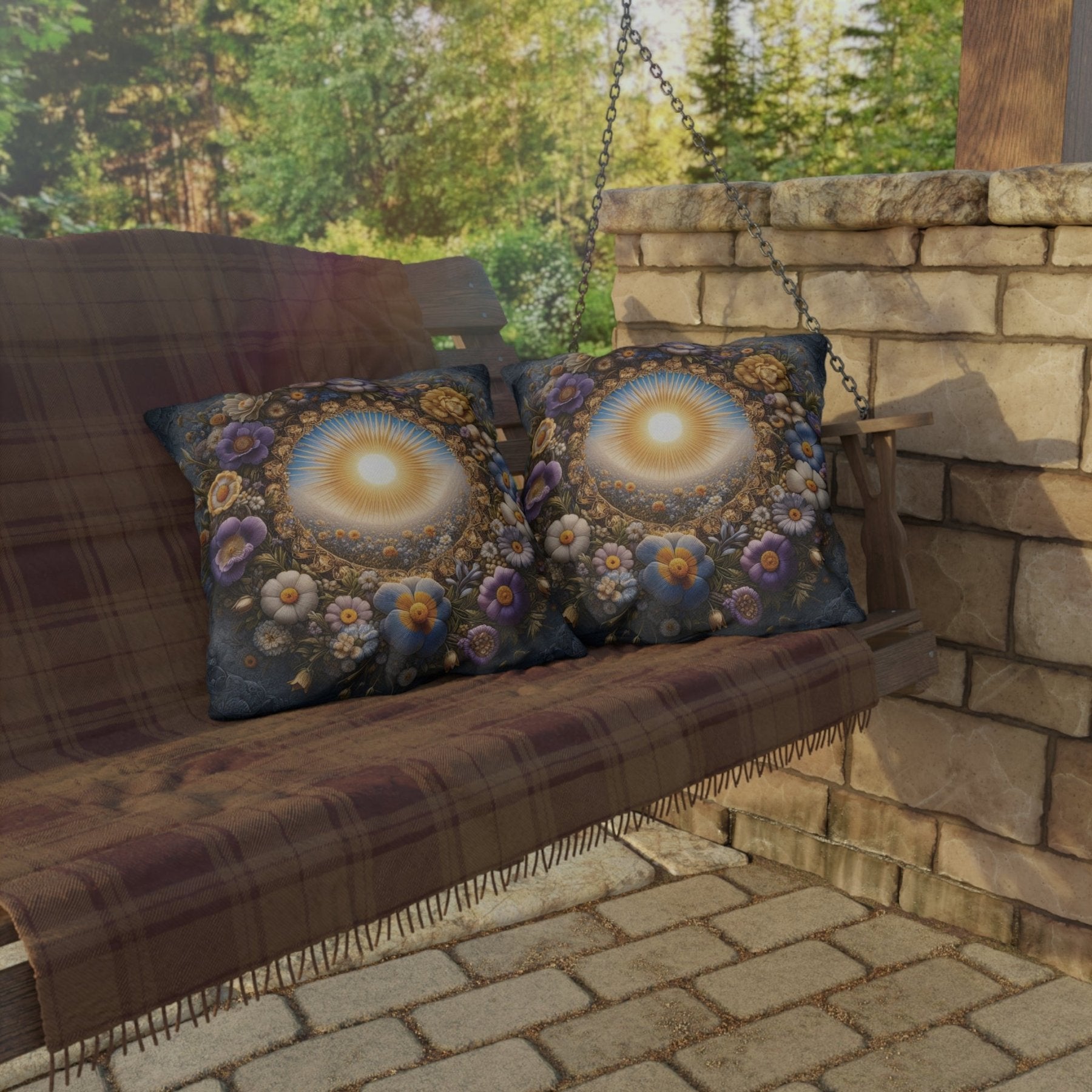 Sun & Flowers Outdoor Pillow, Qty 1, (17) - Janlyn's Crafts