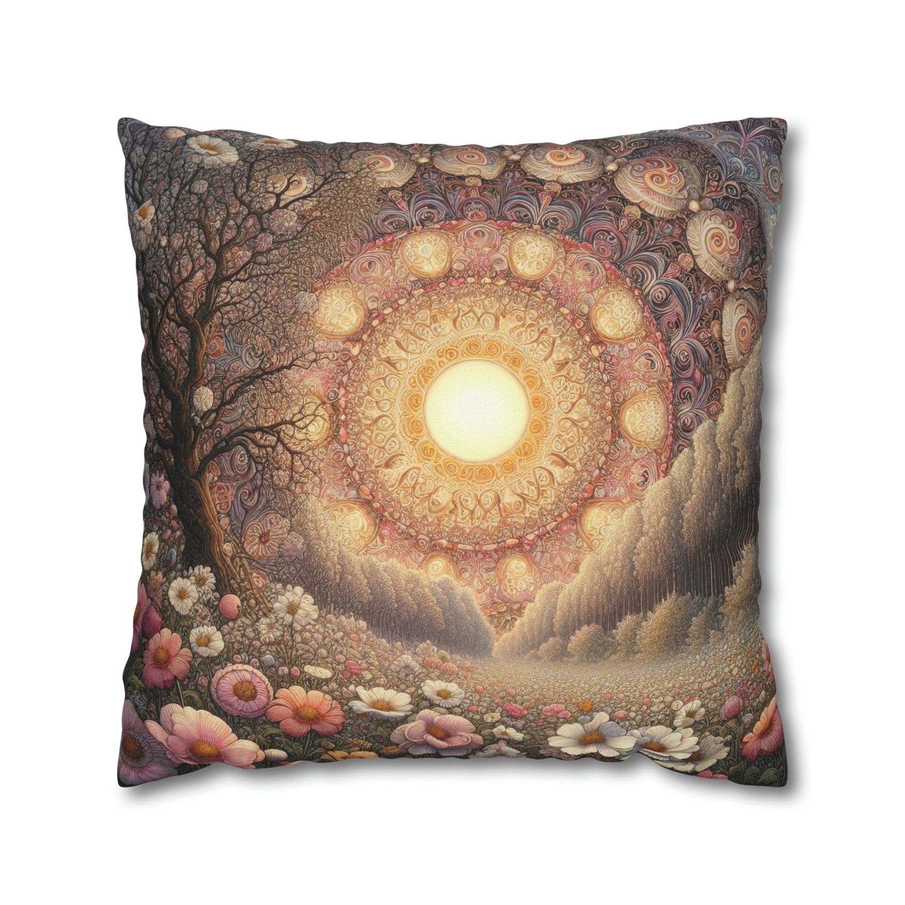 Sun & Flowers Throw Pillow Cover, Throw Pillow Case, Qty 1, (10) - Janlyn's Crafts