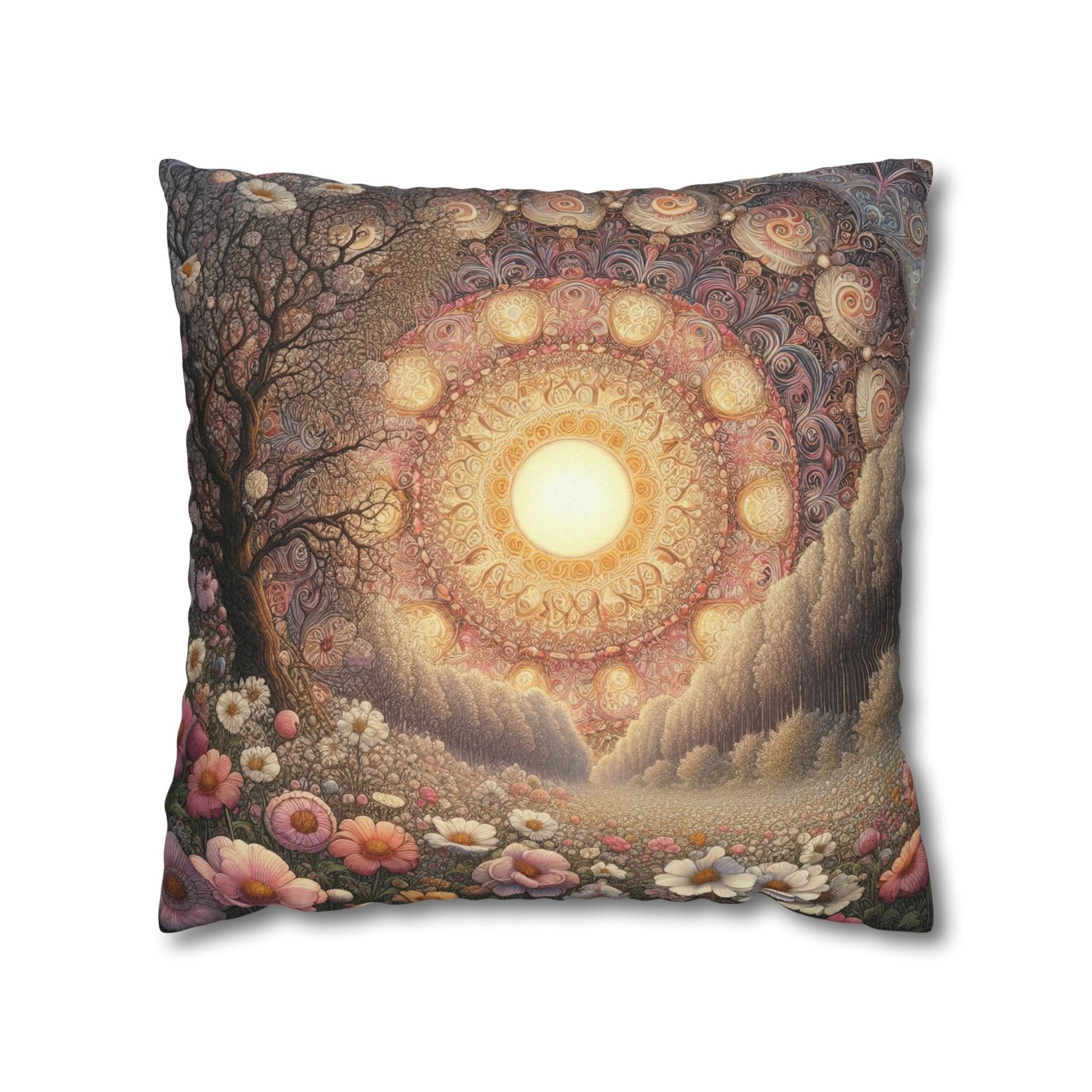 Sun & Flowers Throw Pillow Cover, Throw Pillow Case, Qty 1, (10) - Janlyn's Crafts