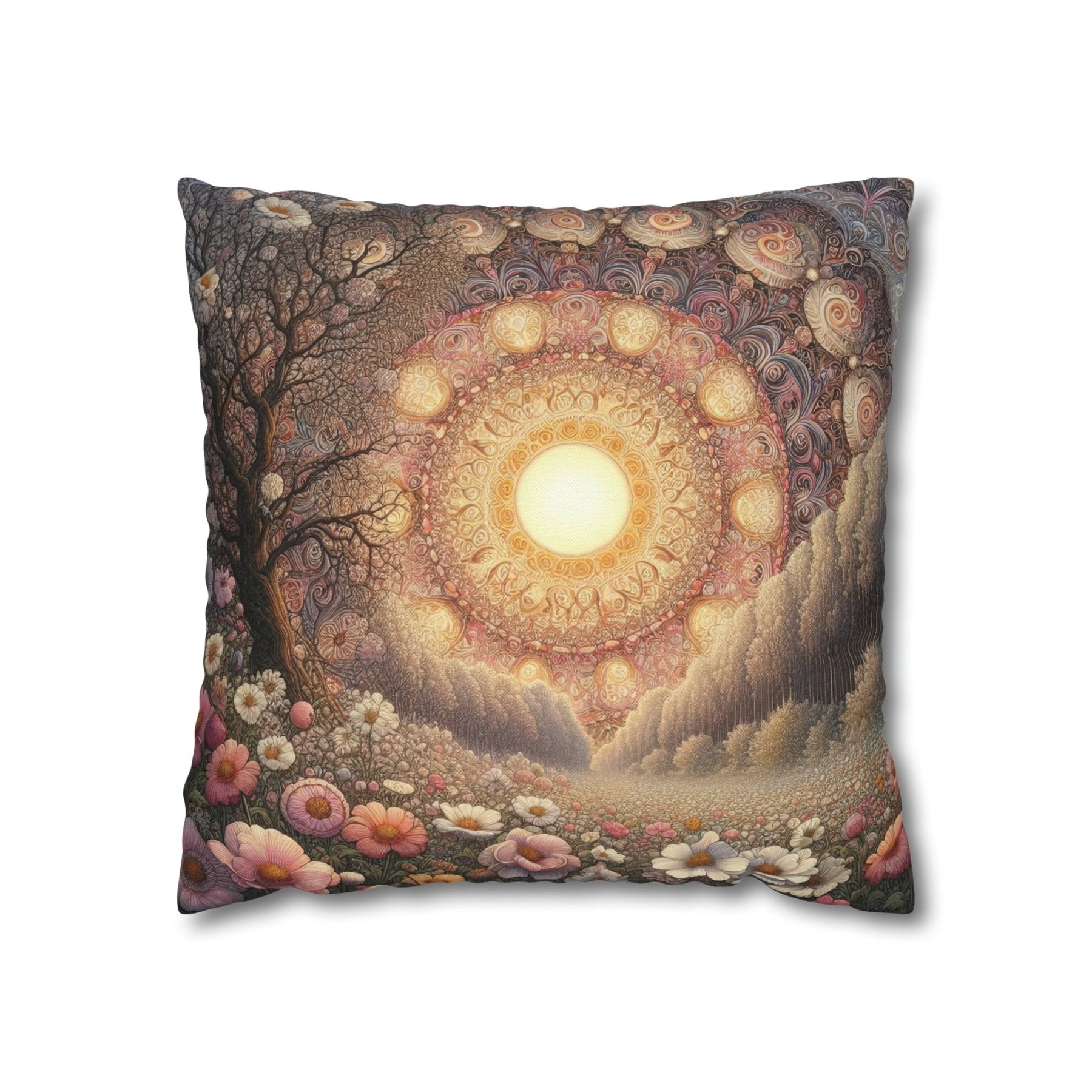 Sun & Flowers Throw Pillow Cover, Throw Pillow Case, Qty 1, (10) - Janlyn's Crafts