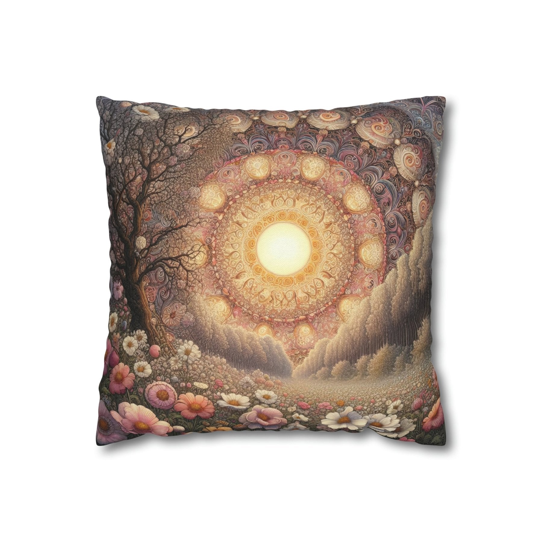 Sun & Flowers Throw Pillow Cover, Throw Pillow Case, Qty 1, (10) - Janlyn's Crafts