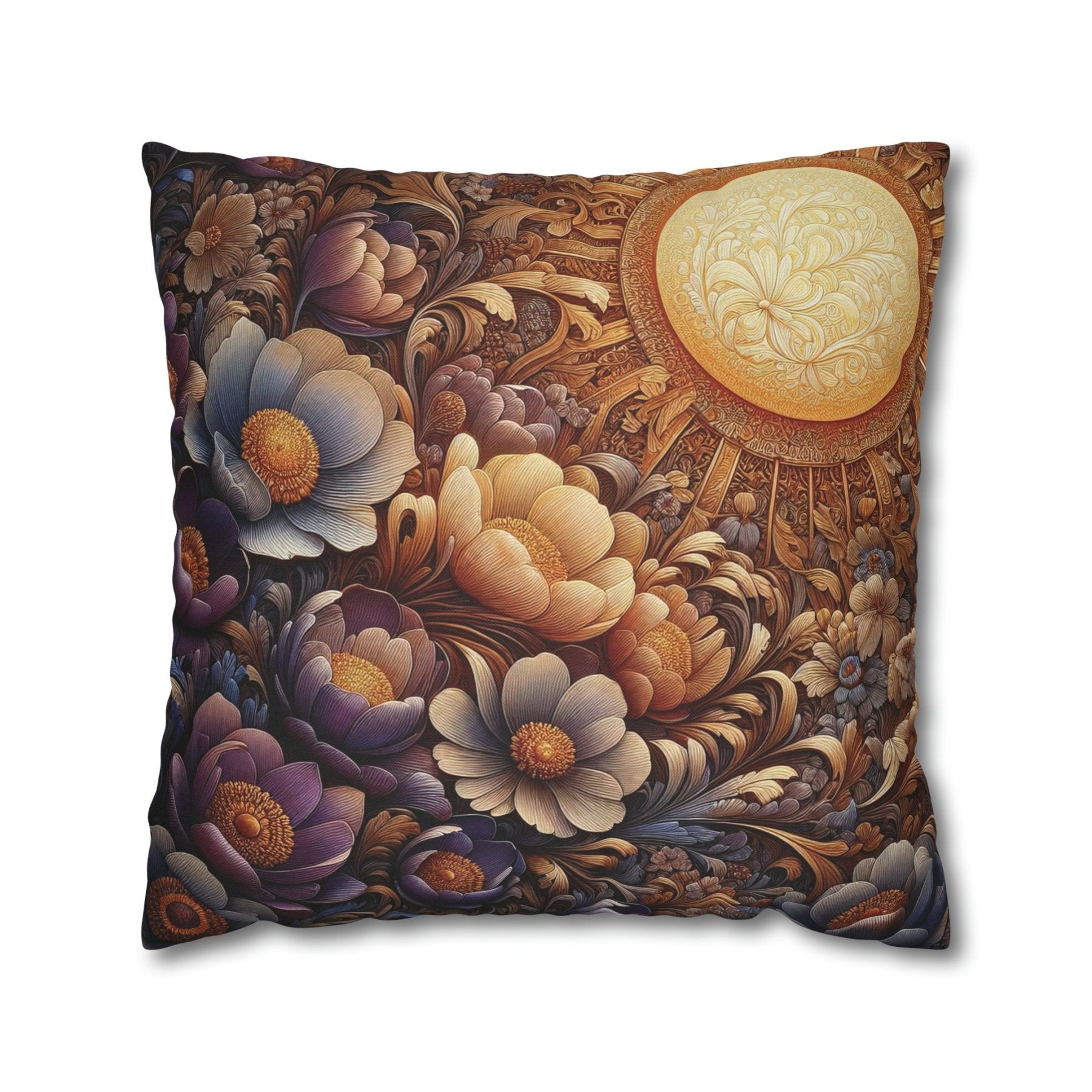 Sun & Flowers Throw Pillow Cover, Throw Pillow Case, Qty 1, (11) - Janlyn's Crafts