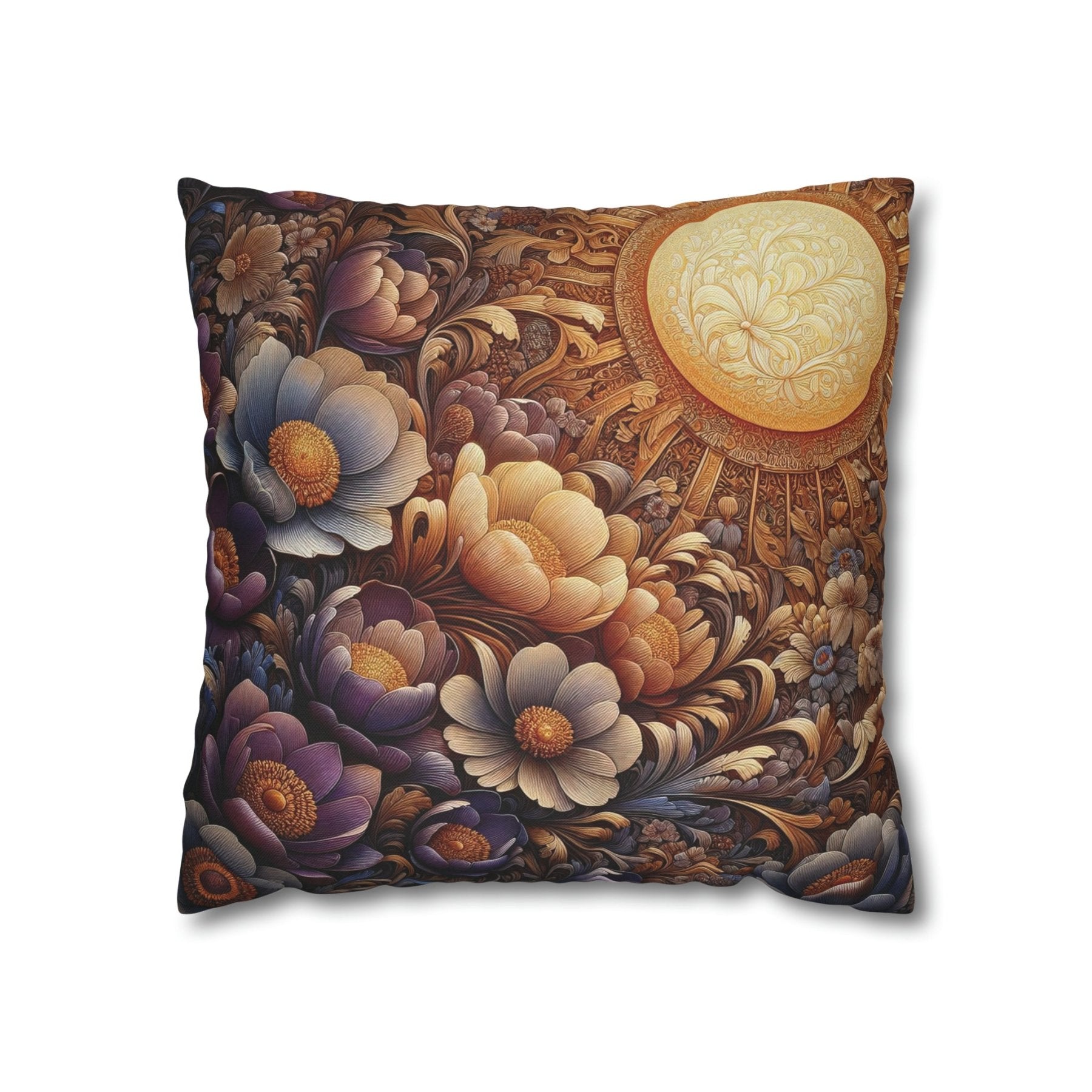 Sun & Flowers Throw Pillow Cover, Throw Pillow Case, Qty 1, (11) - Janlyn's Crafts