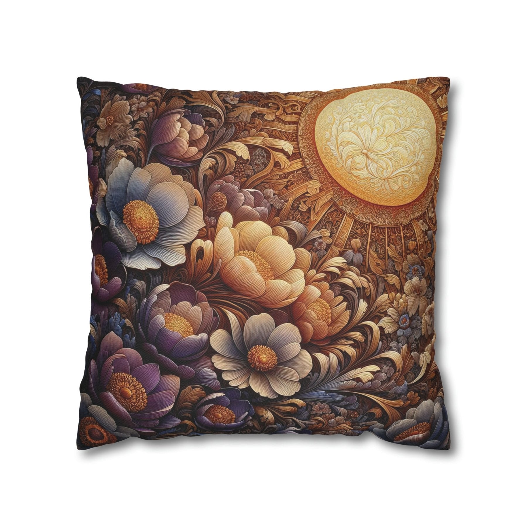 Sun & Flowers Throw Pillow Cover, Throw Pillow Case, Qty 1, (11) - Janlyn's Crafts