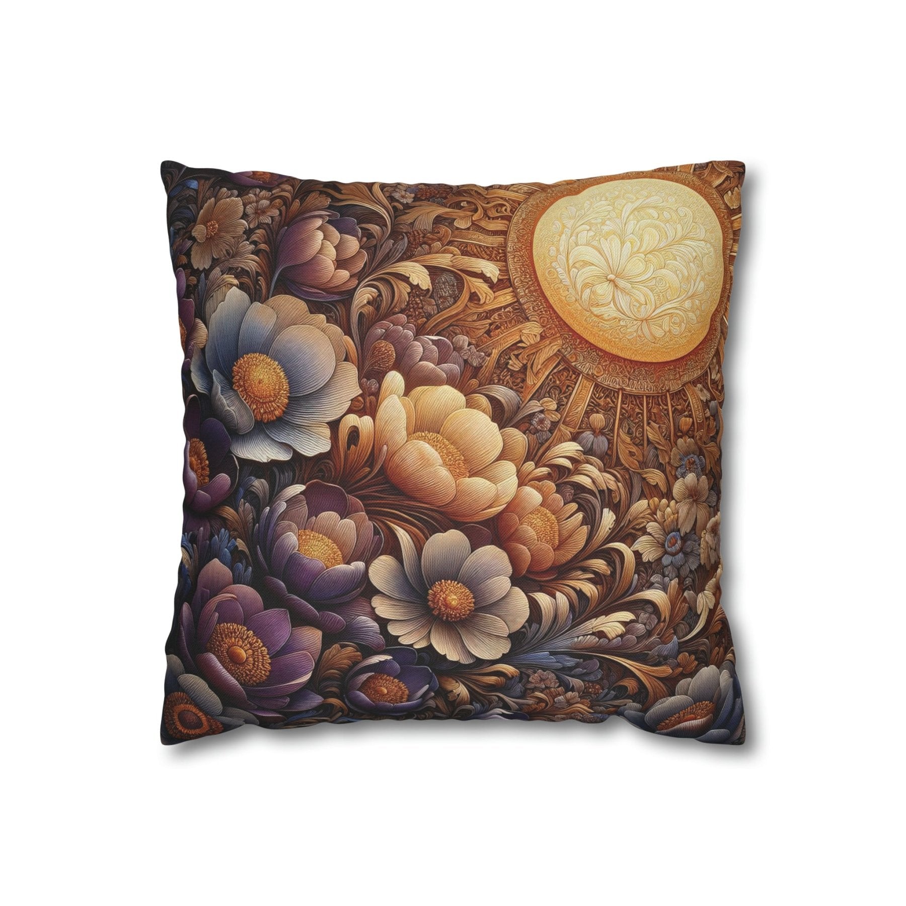 Sun & Flowers Throw Pillow Cover, Throw Pillow Case, Qty 1, (11) - Janlyn's Crafts