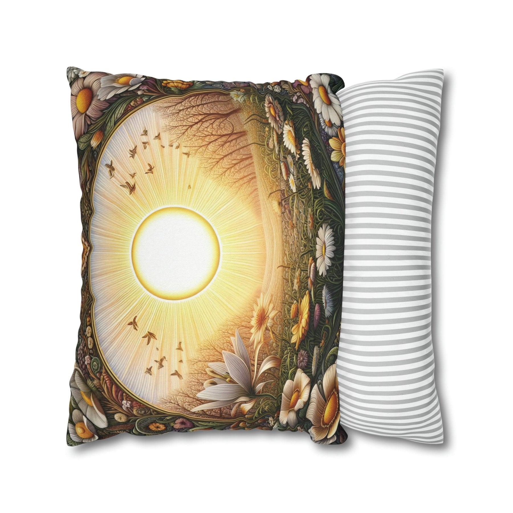 Sun & Flowers Throw Pillow Cover, Throw Pillow Case, Qty 1, (12) - Janlyn's Crafts