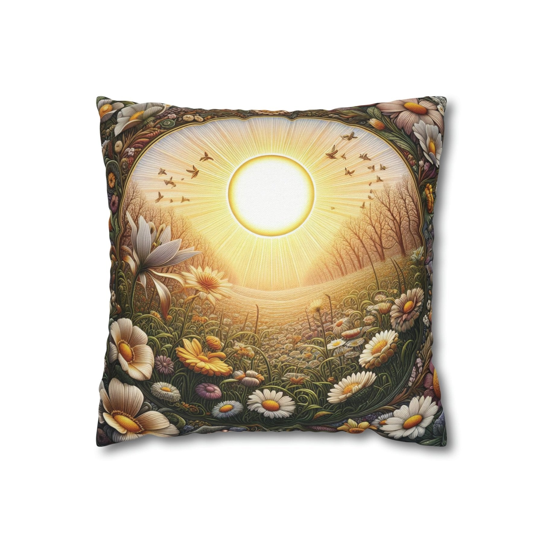 Sun & Flowers Throw Pillow Cover, Throw Pillow Case, Qty 1, (12) - Janlyn's Crafts