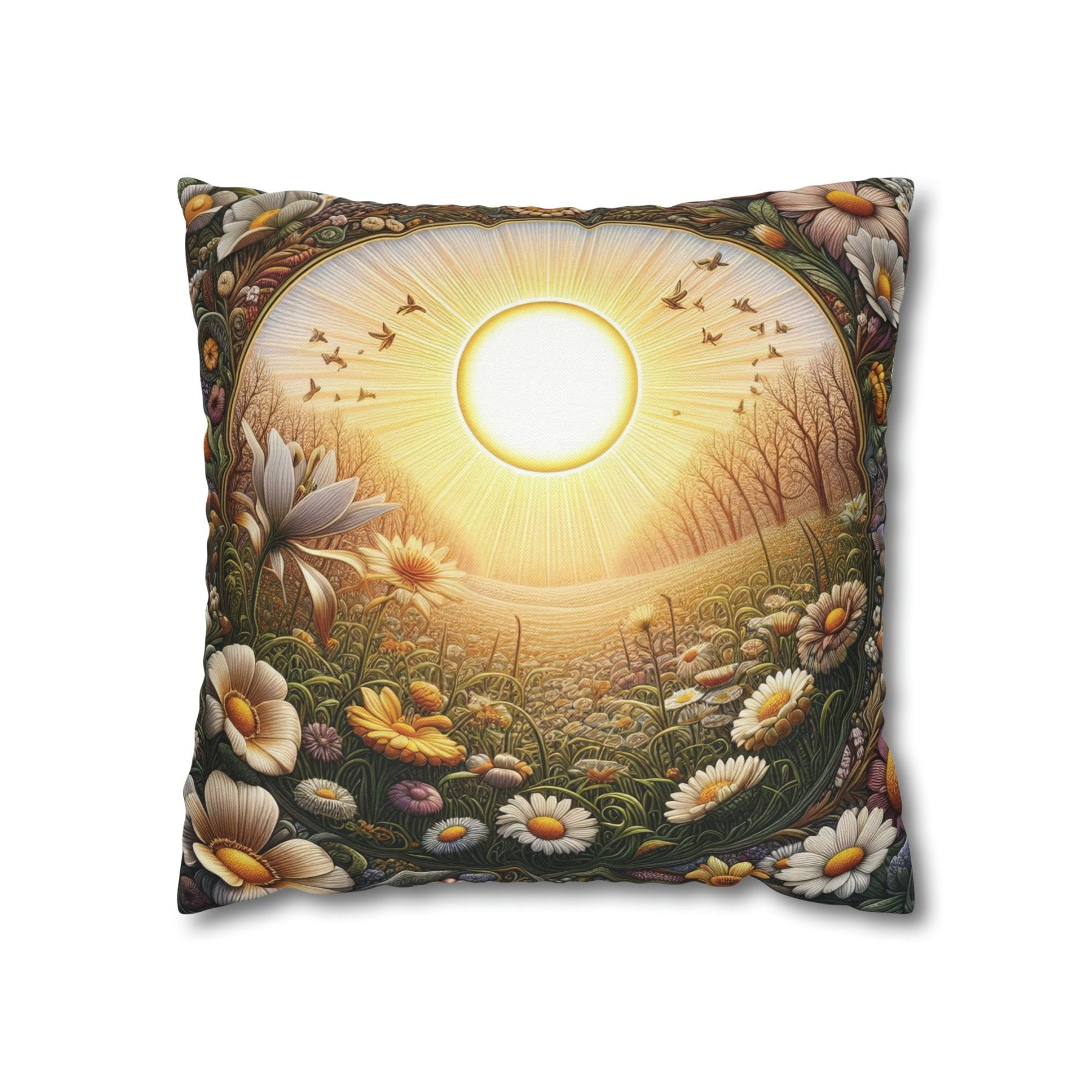 Sun & Flowers Throw Pillow Cover, Throw Pillow Case, Qty 1, (12) - Janlyn's Crafts