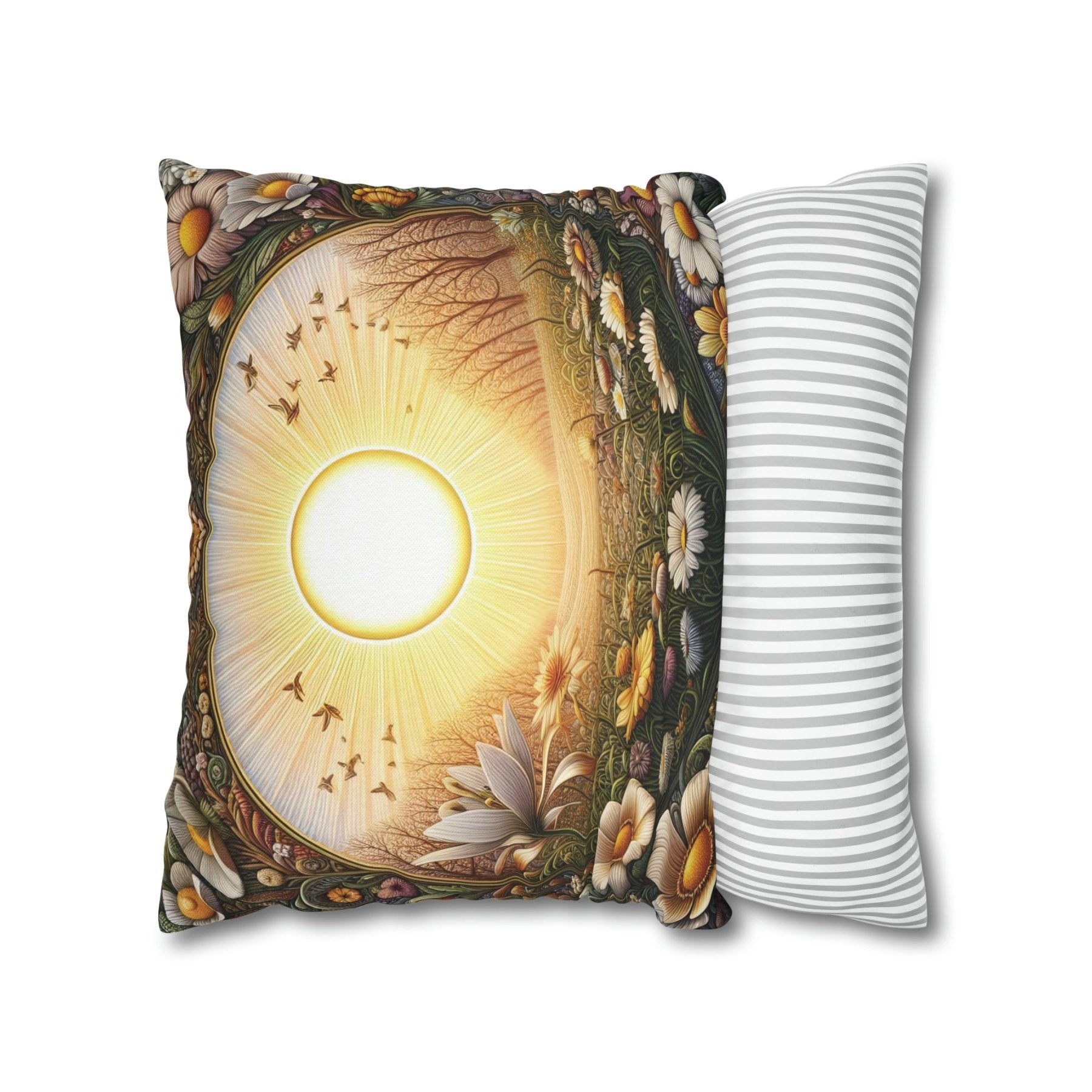 Sun & Flowers Throw Pillow Cover, Throw Pillow Case, Qty 1, (12) - Janlyn's Crafts