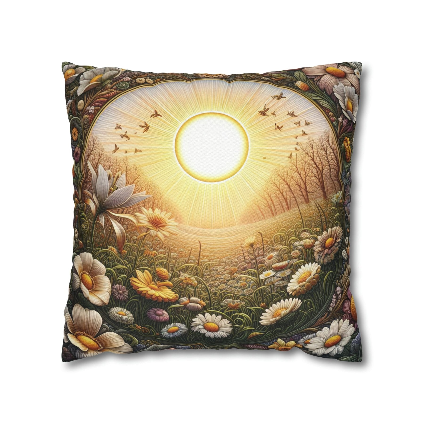 Sun & Flowers Throw Pillow Cover, Throw Pillow Case, Qty 1, (12) - Janlyn's Crafts