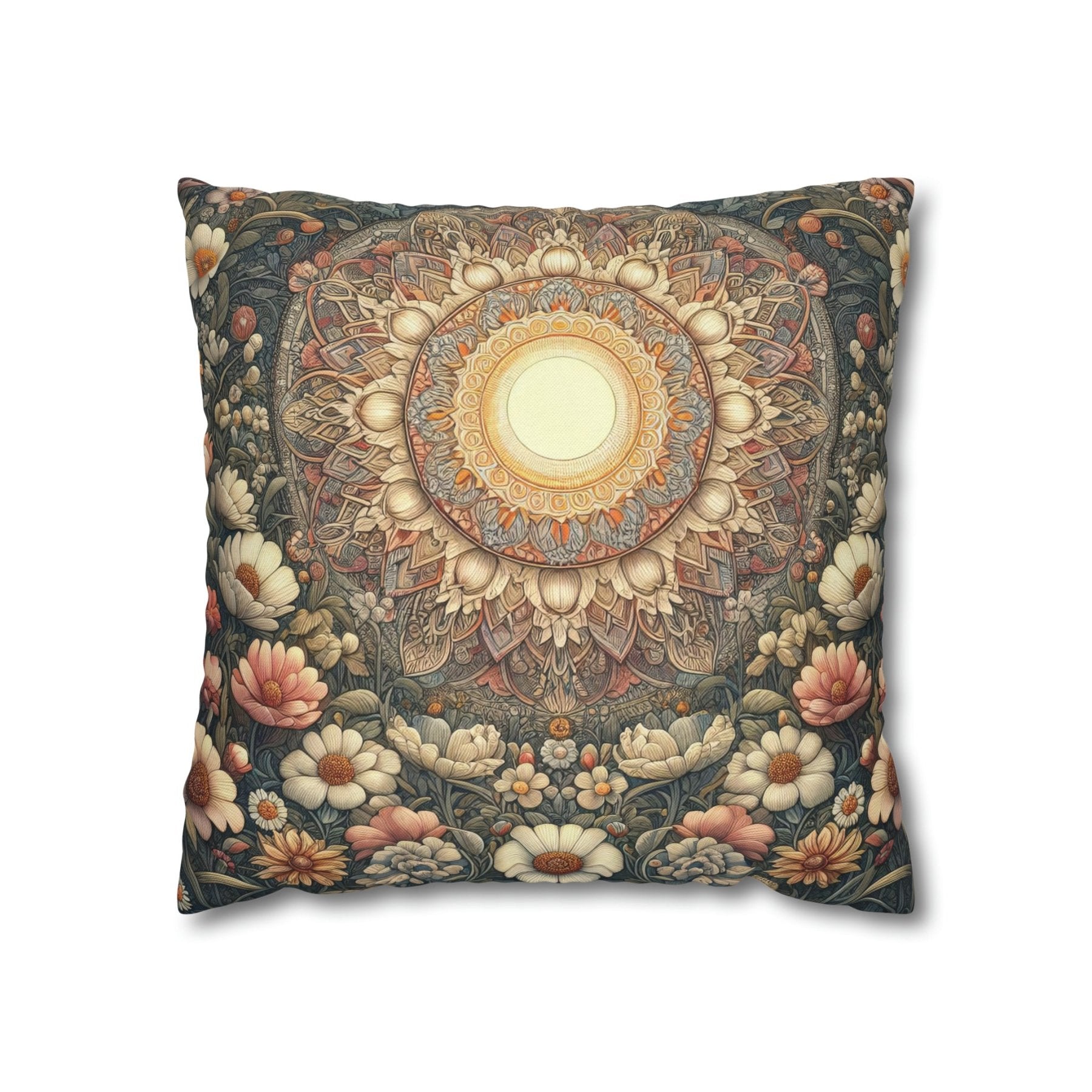 Sun & Flowers Throw Pillow Cover, Throw Pillow Case, Qty 1, (13) - Janlyn's Crafts