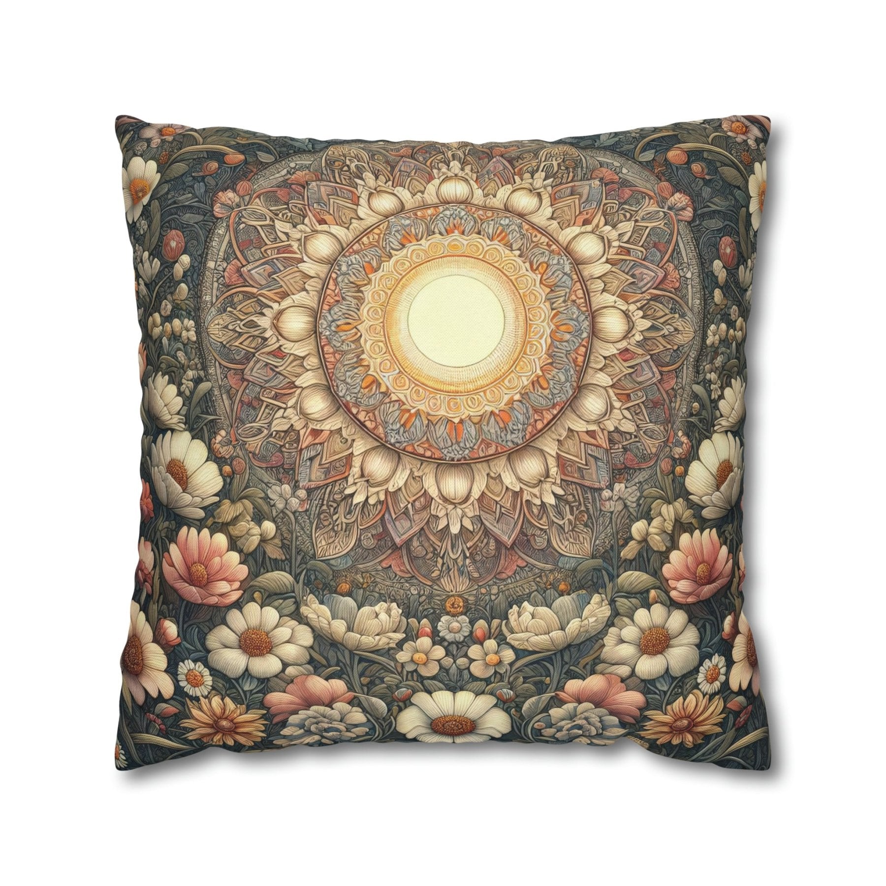 Sun & Flowers Throw Pillow Cover, Throw Pillow Case, Qty 1, (13) - Janlyn's Crafts