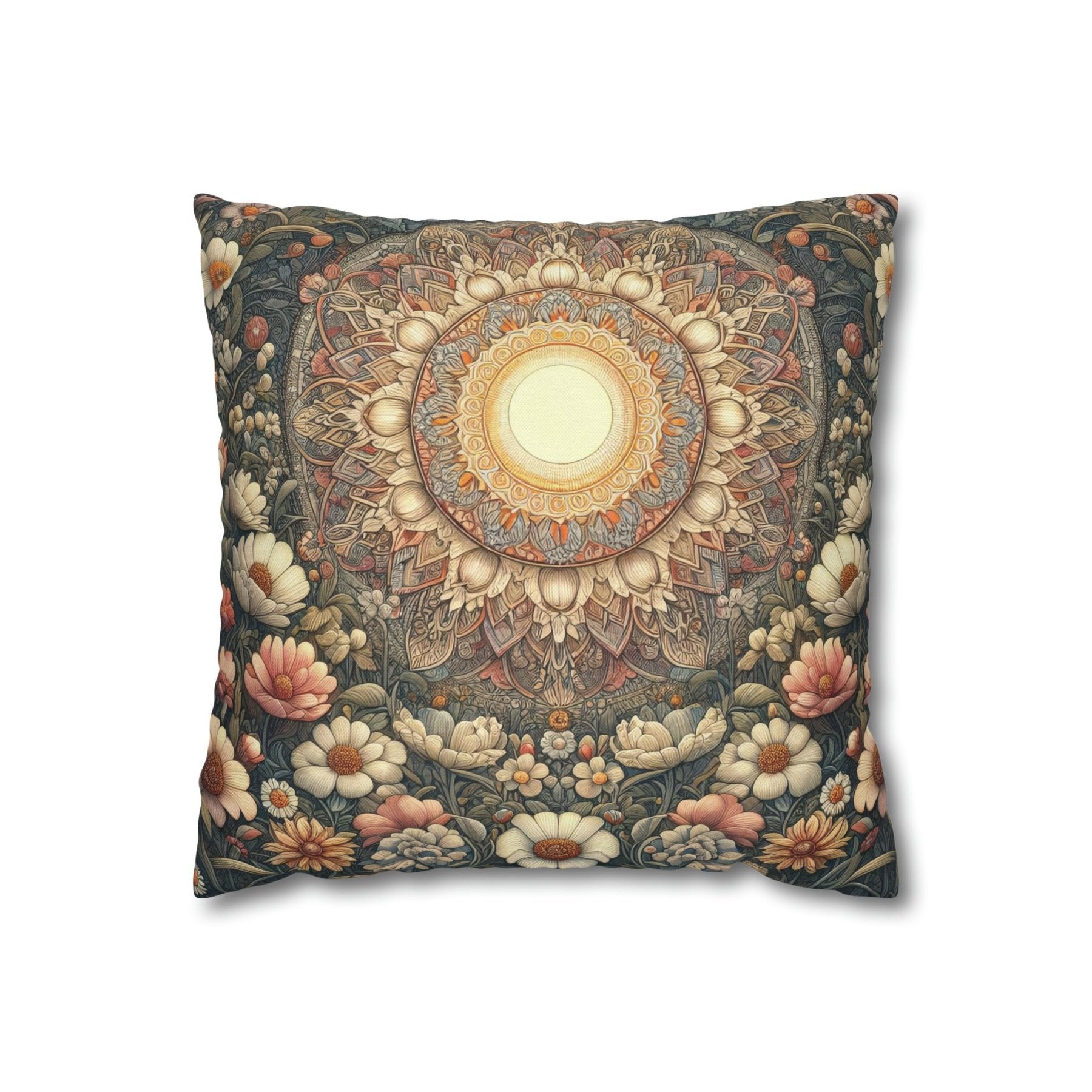 Sun & Flowers Throw Pillow Cover, Throw Pillow Case, Qty 1, (13) - Janlyn's Crafts