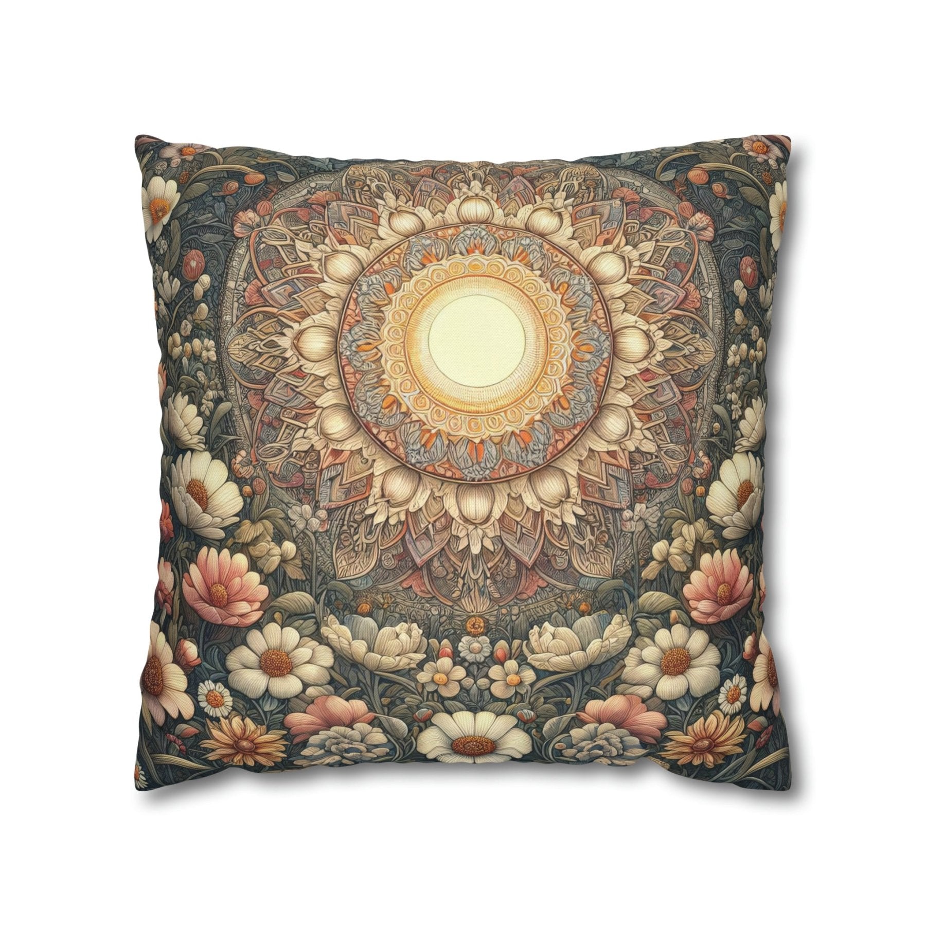 Sun & Flowers Throw Pillow Cover, Throw Pillow Case, Qty 1, (13) - Janlyn's Crafts