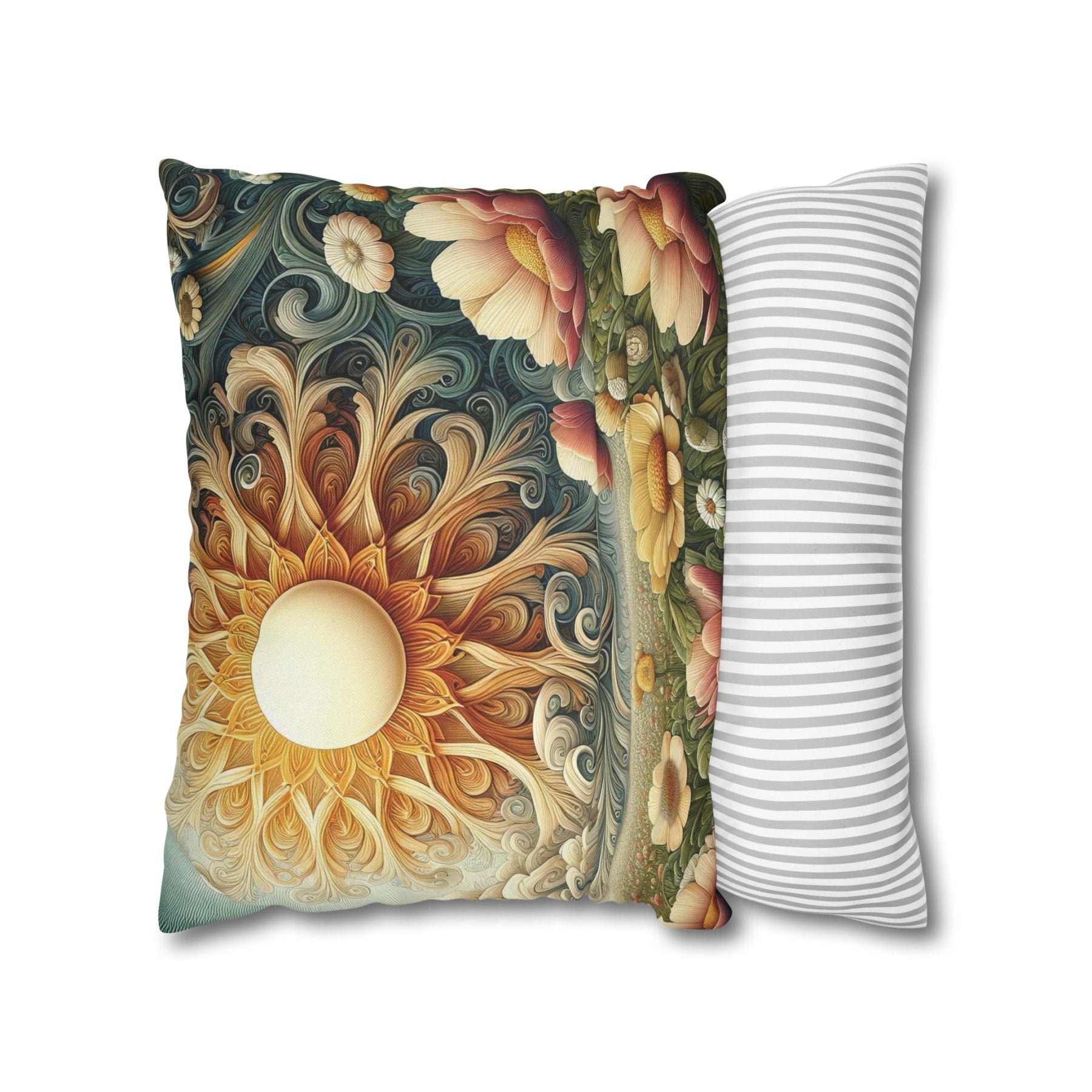 Sun & Flowers Throw Pillow Cover, Throw Pillow Case, Qty 1, (15) - Janlyn's Crafts