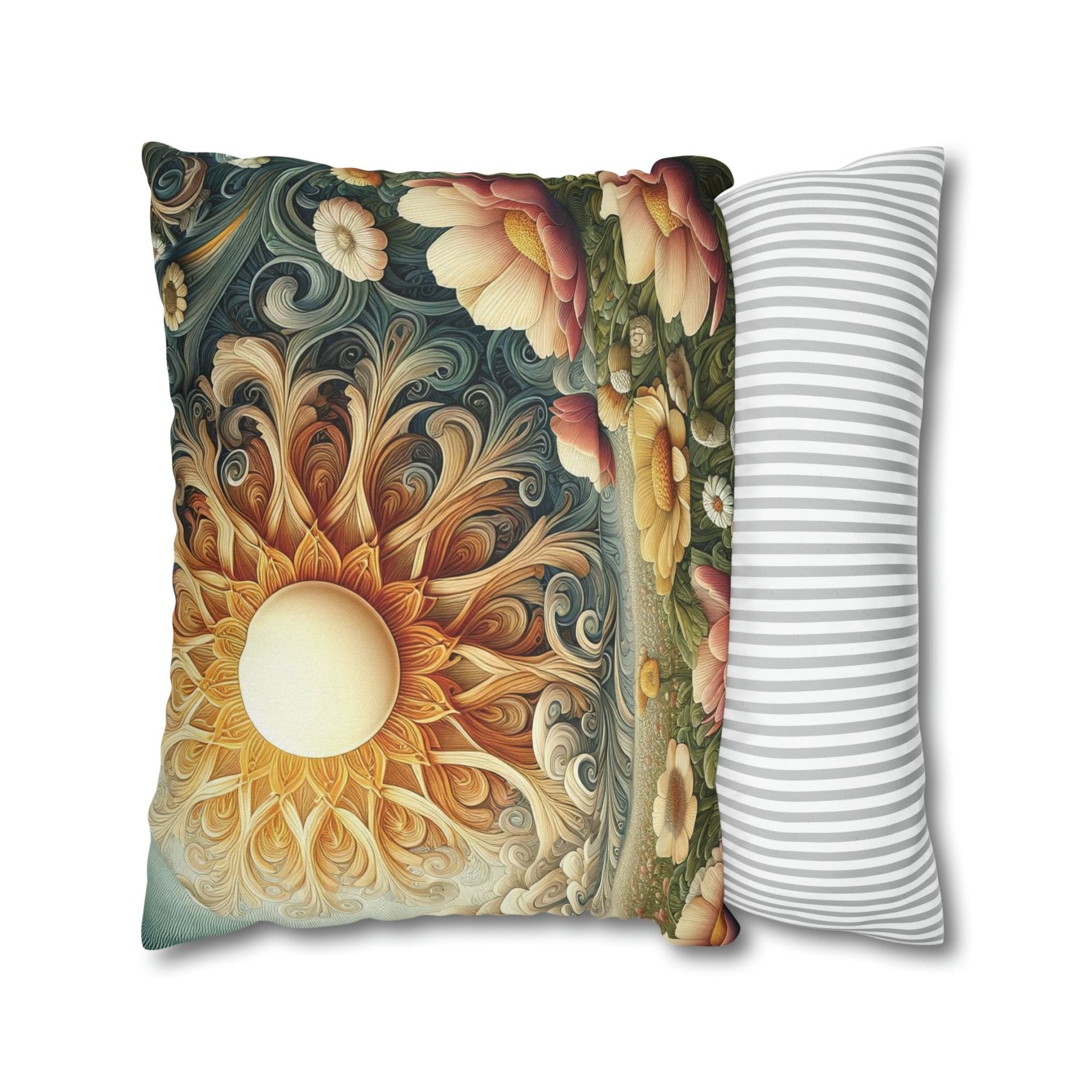 Sun & Flowers Throw Pillow Cover, Throw Pillow Case, Qty 1, (15) - Janlyn's Crafts