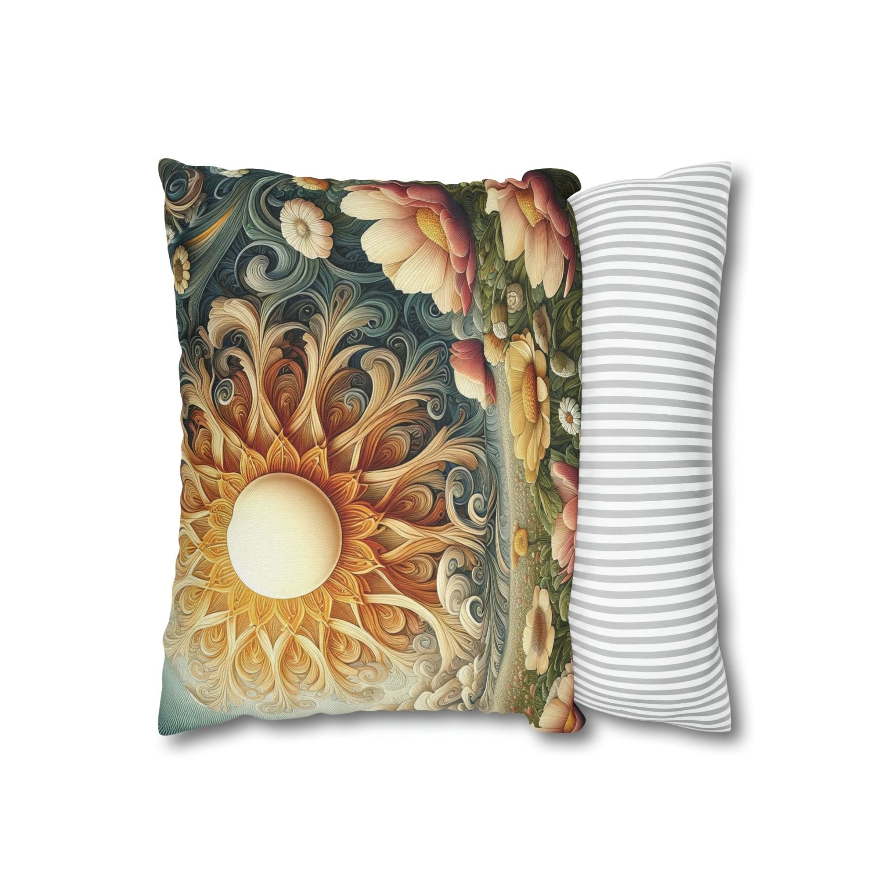 Sun & Flowers Throw Pillow Cover, Throw Pillow Case, Qty 1, (15) - Janlyn's Crafts