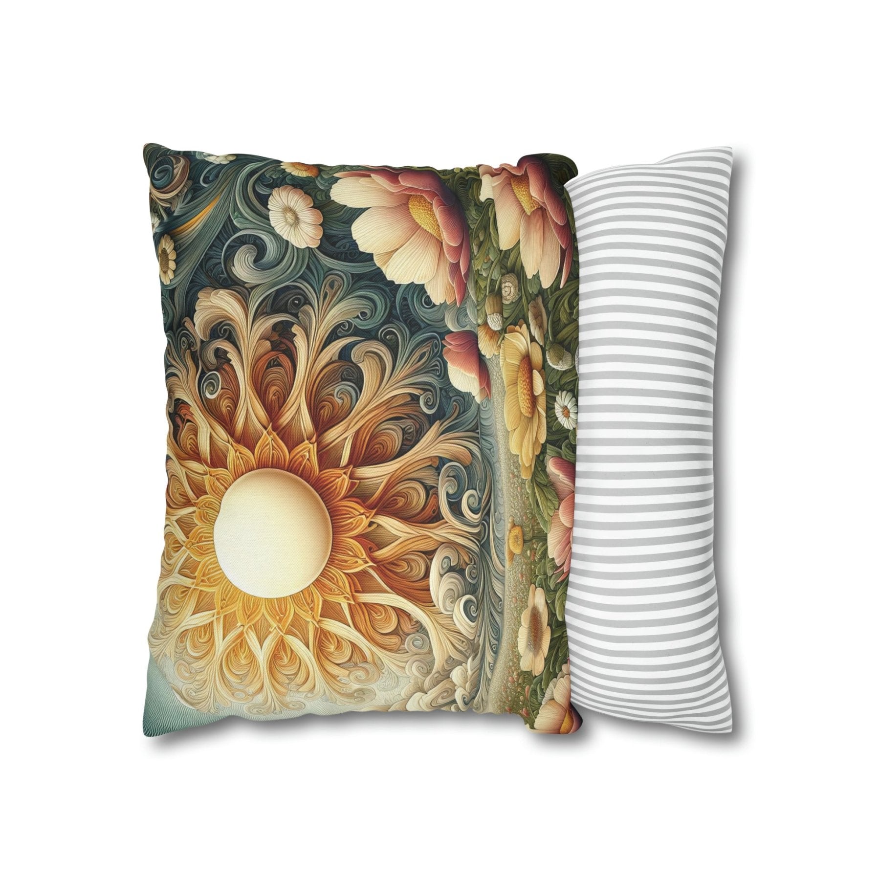 Sun & Flowers Throw Pillow Cover, Throw Pillow Case, Qty 1, (15) - Janlyn's Crafts